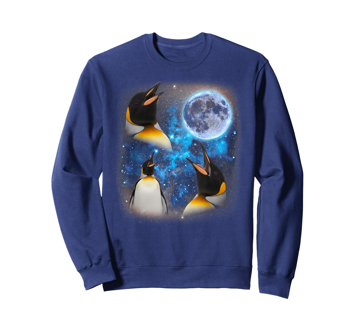 Three Penguins Howling at The Moon Weird Meme Penguin T-Shirt