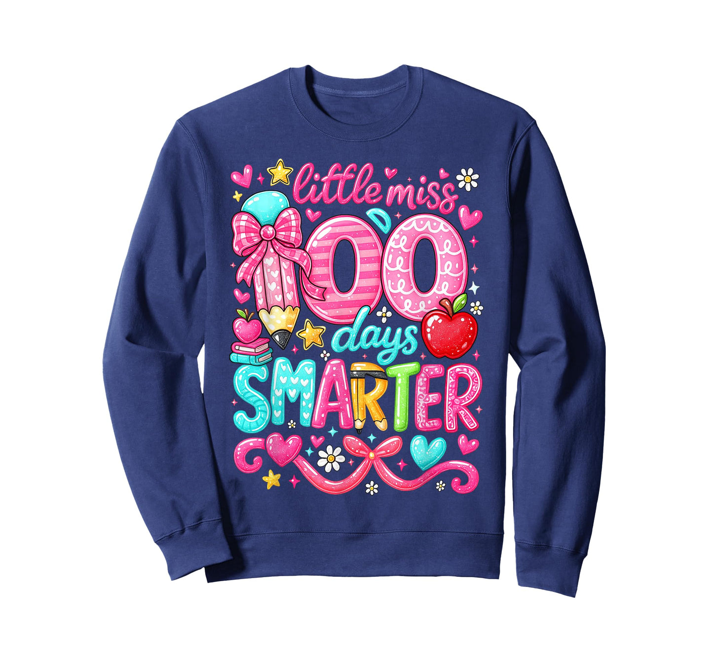 Little Miss 100 Days Smarter Girl Pencil Coquette Bow T-Shirt