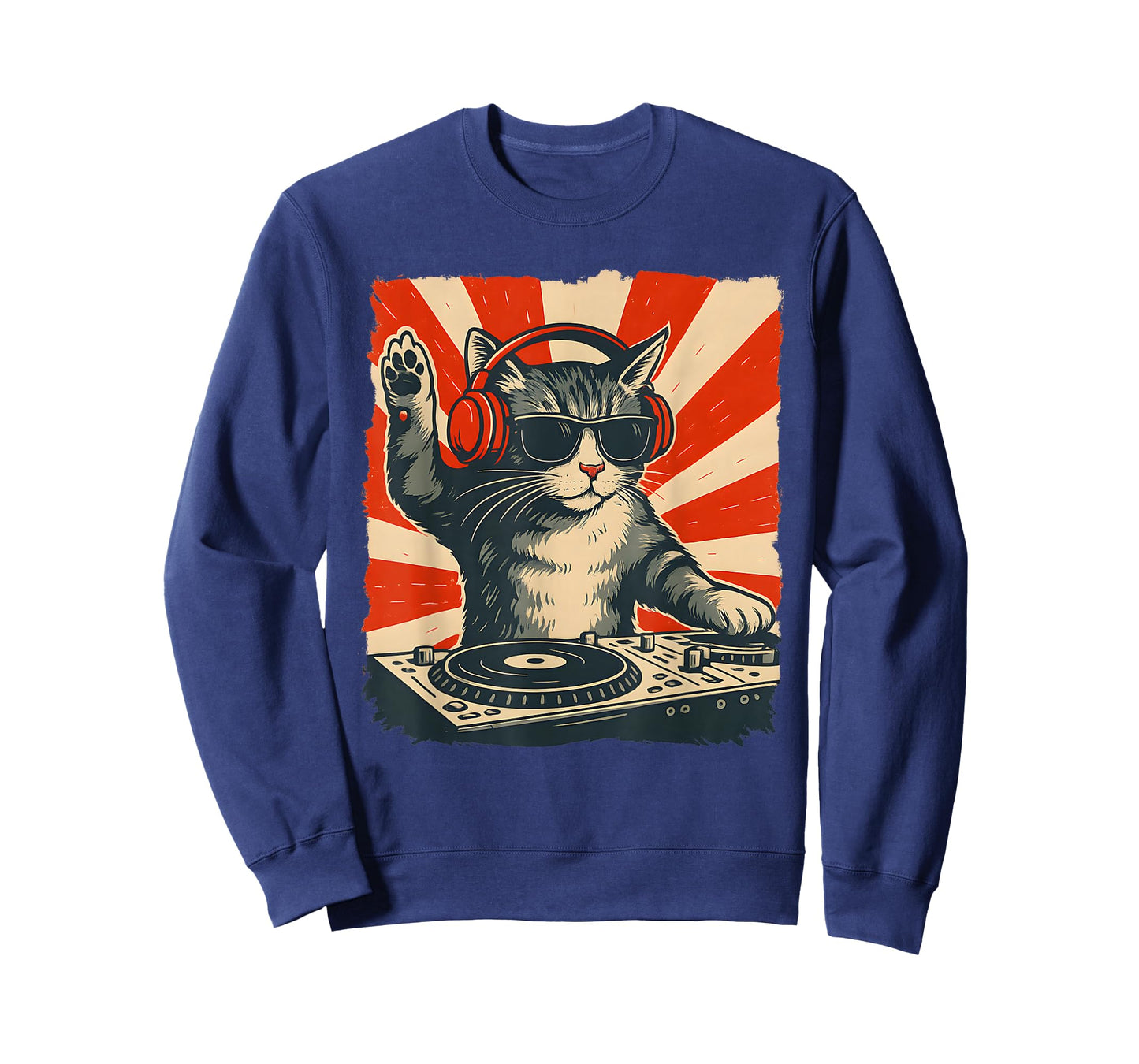 DJ Cat Funny Vintage Style Music Cat T-Shirt