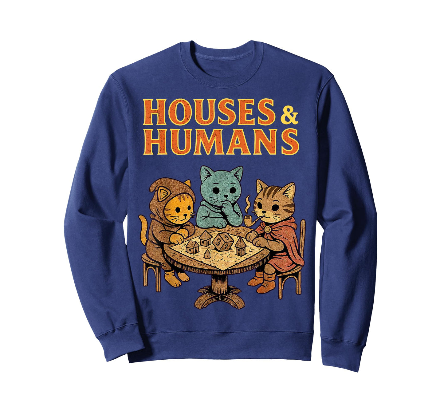 Funny RPG Gaming Cat Houses and Humans for Men Boys T-Shirt