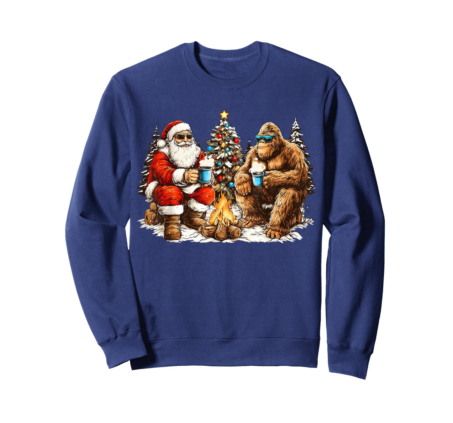 Funny Santa and Sasquatch Merry Squatchmas Holiday Friends T-Shirt