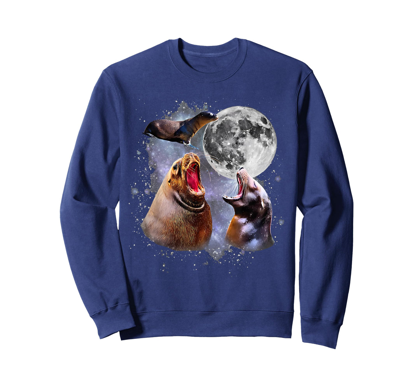 Retro Three California Sea Lion Moon Ocean Marine Animal T-Shirt