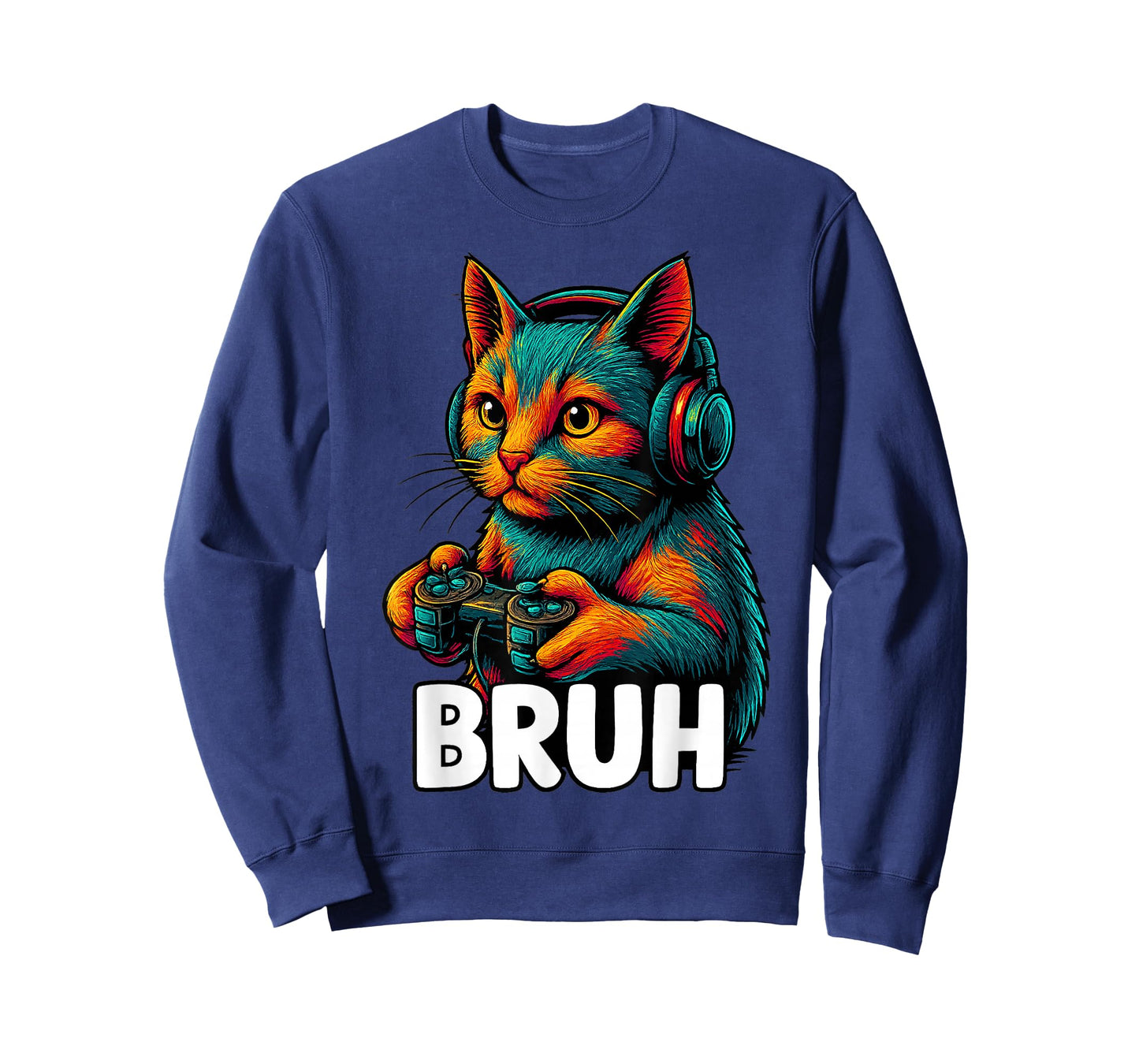 Funny Bruh Cat Gamer Video Games Gaming Gifts for Men Boys T-Shirt