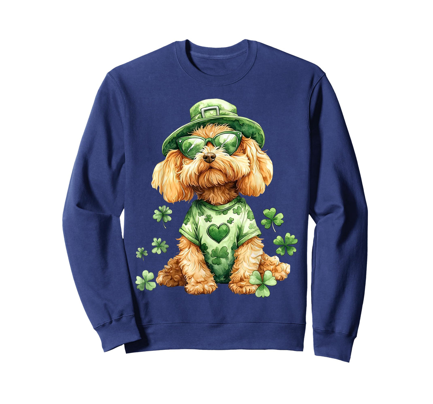 Golden Doodle Sunglasses Lucky Shamrocks St Patricks Day T-Shirt