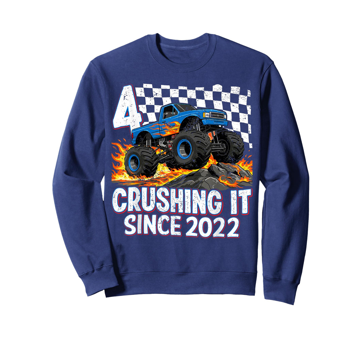 4th Birthday Monster Truck 4 Year Old Boys Party Born 2022 T-Shirt