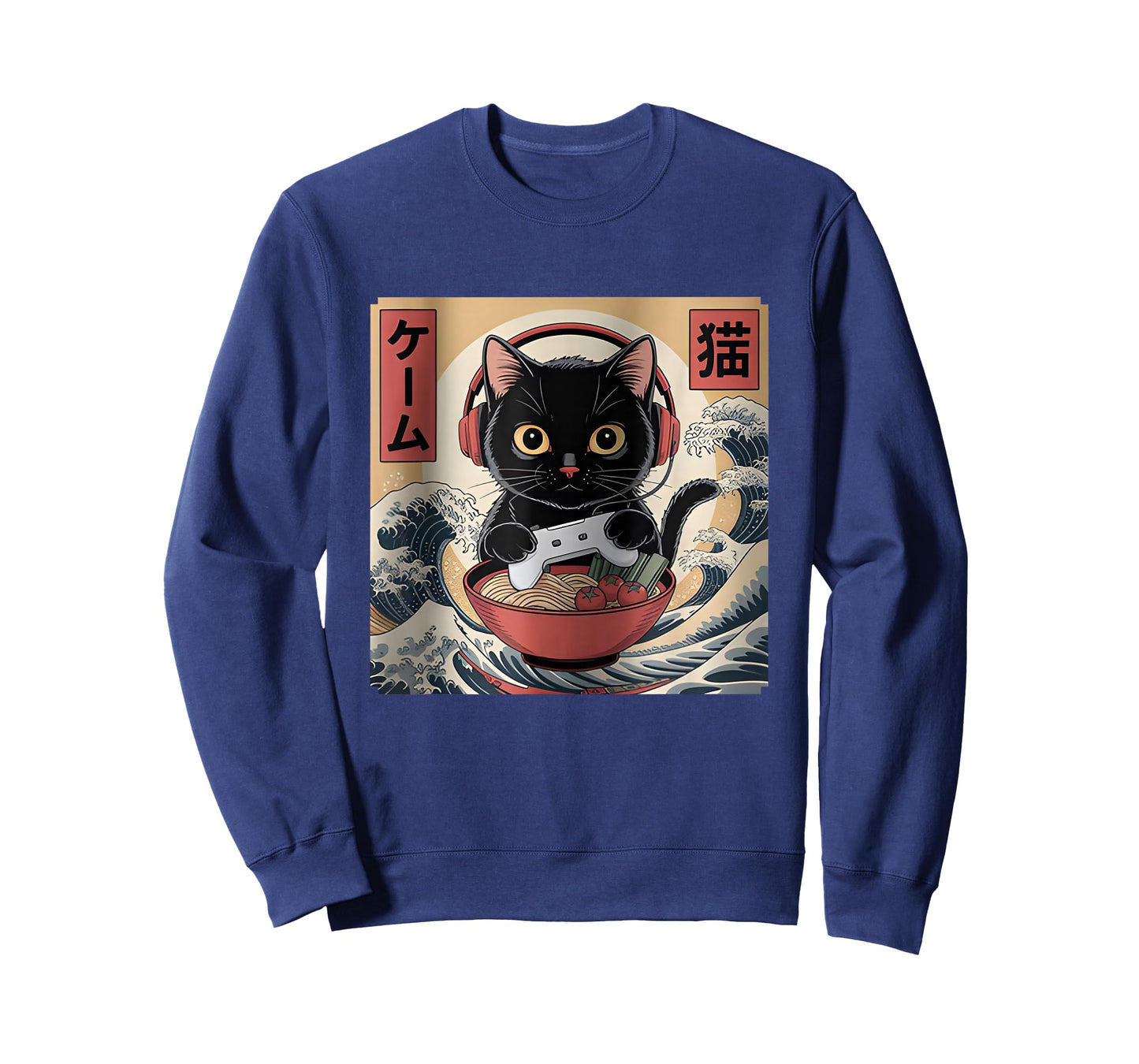 Cute Kawaii Gamer Cat Funny Ramen Retro Japanese Cat Gaming T-Shirt