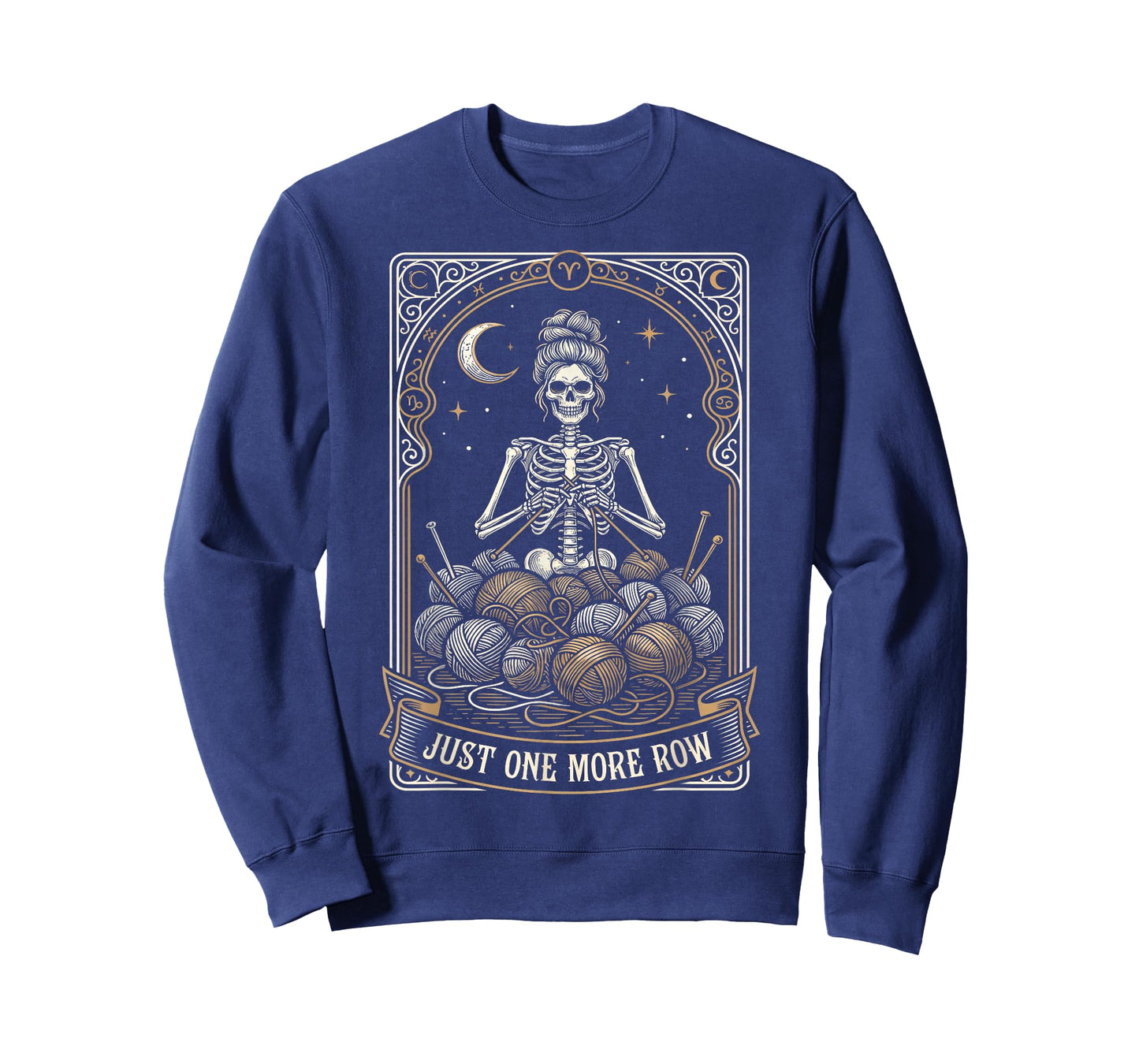 Skeleton Just One More Row Knitting Tarot Card Hobbyist T-Shirt