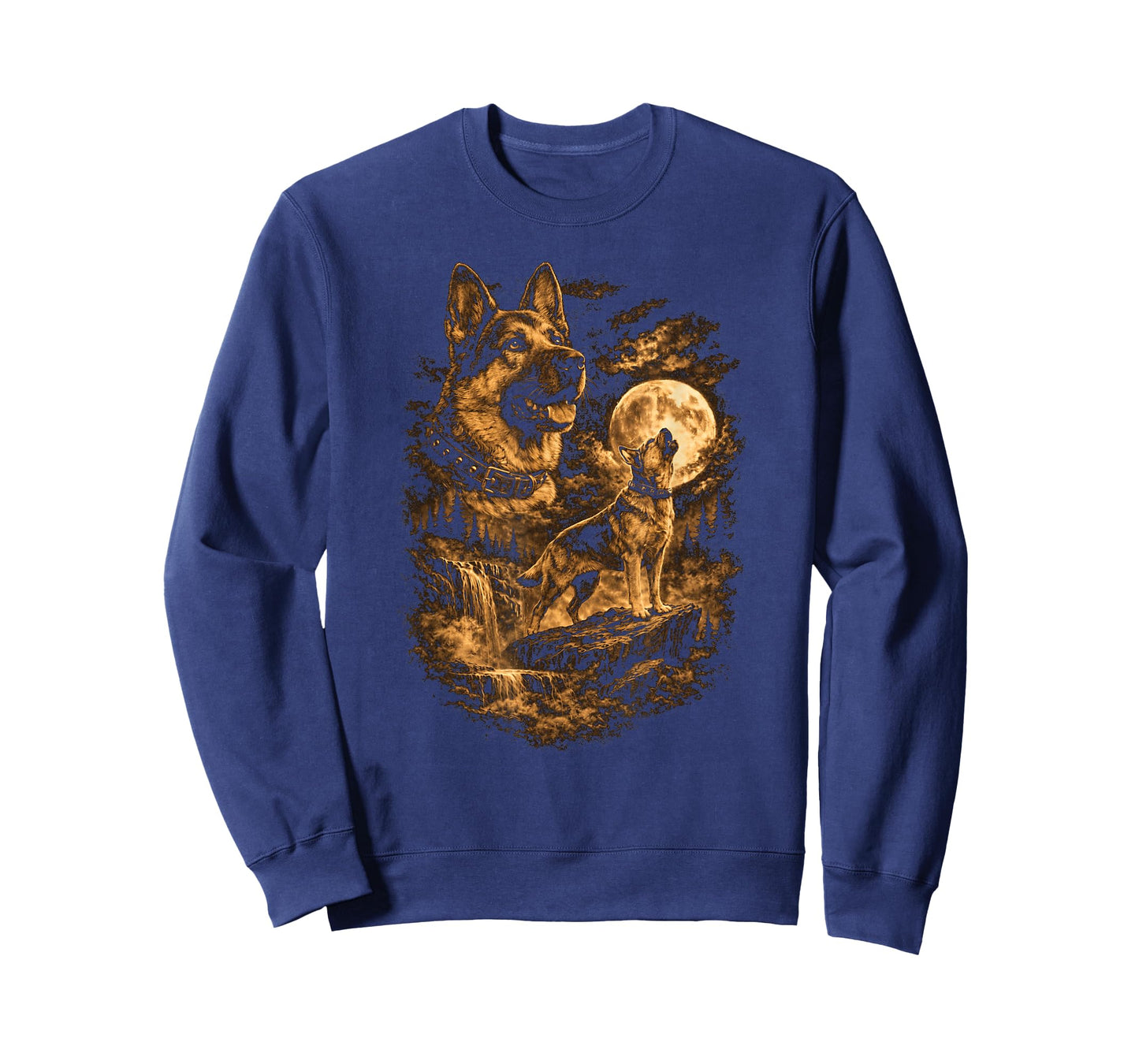 German Shepherd Howling Moon Dog Fantasy Forrest Wilderness T-Shirt