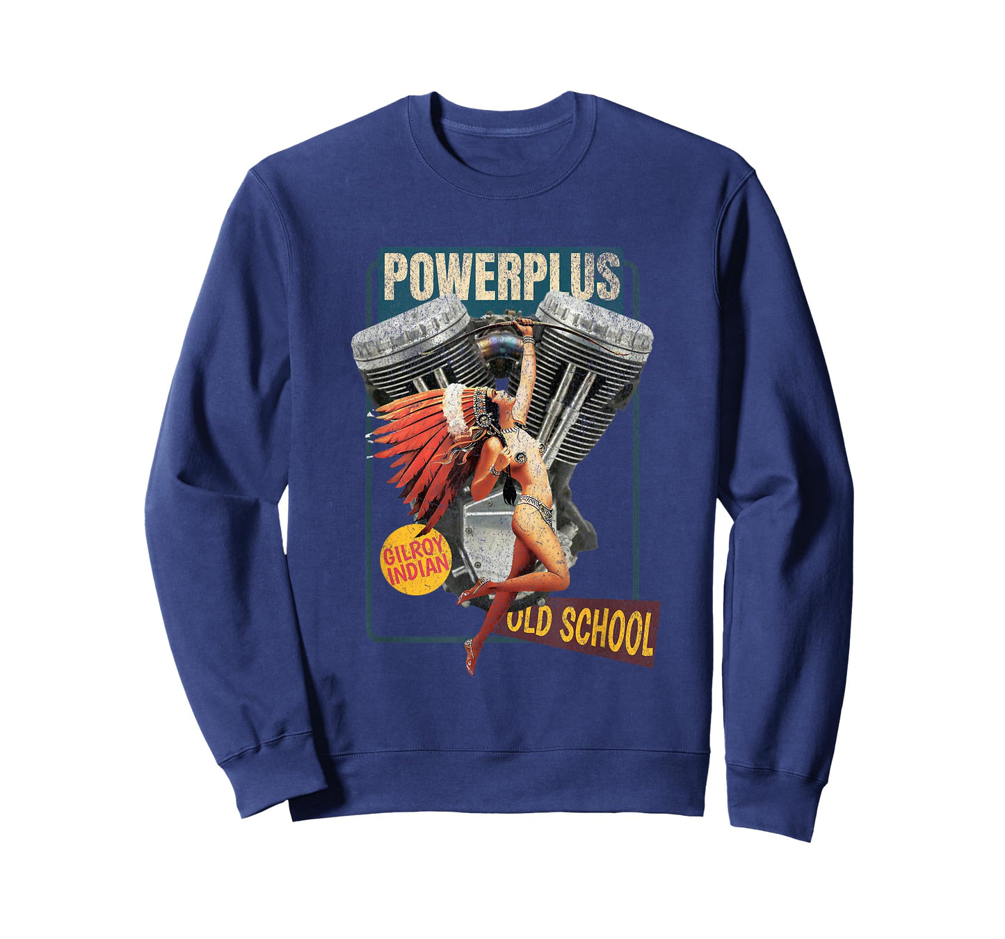 Gilroy Indian Powerplus Bottlecap Old School Biker Moto T-Shirt