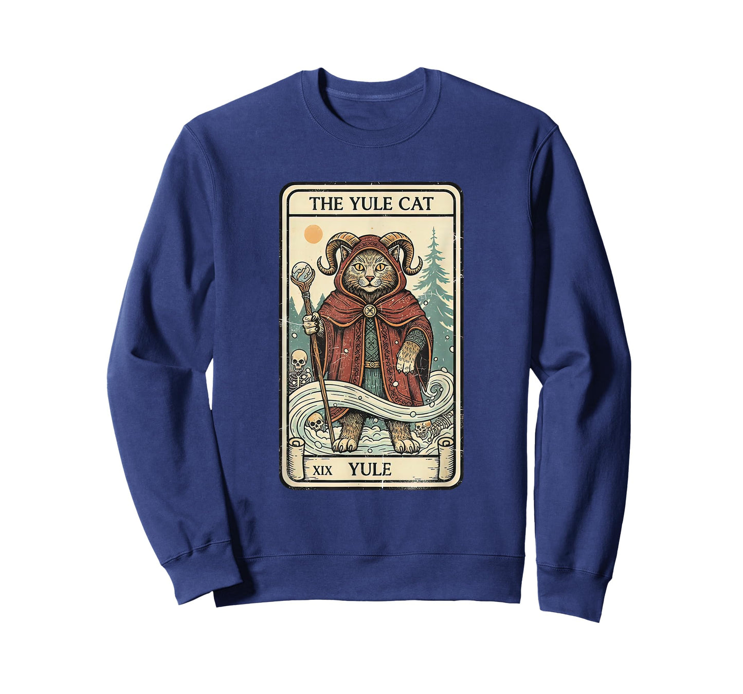 Retro Vintage The Yule Cat Tarot Card Christmas Holiday Xmas T-Shirt