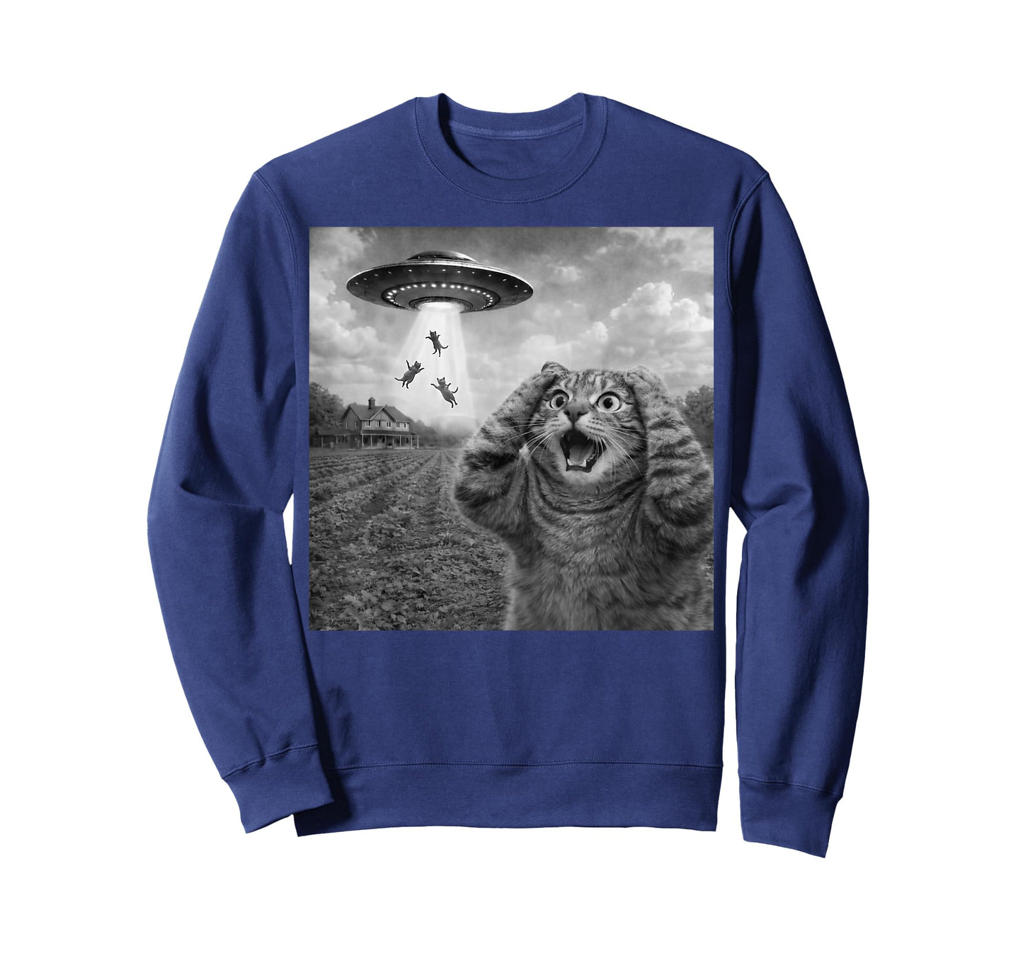 Cat Selfie Alien UFO Funny Cats Gifts for Men Women Boy Kid T-Shirt