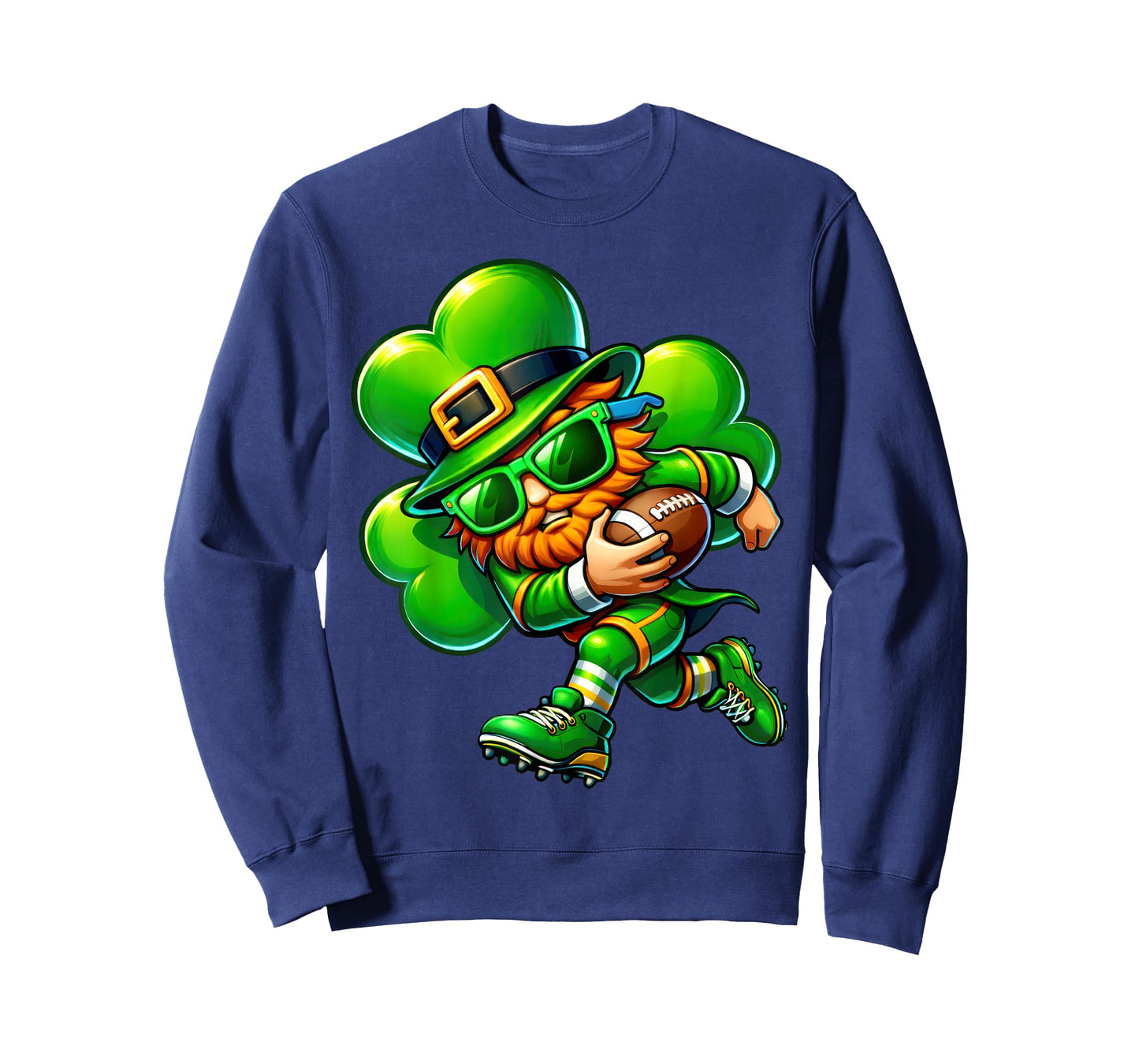 Funny Leprechaun Playing Football Kids Boys Mens T-Shirt