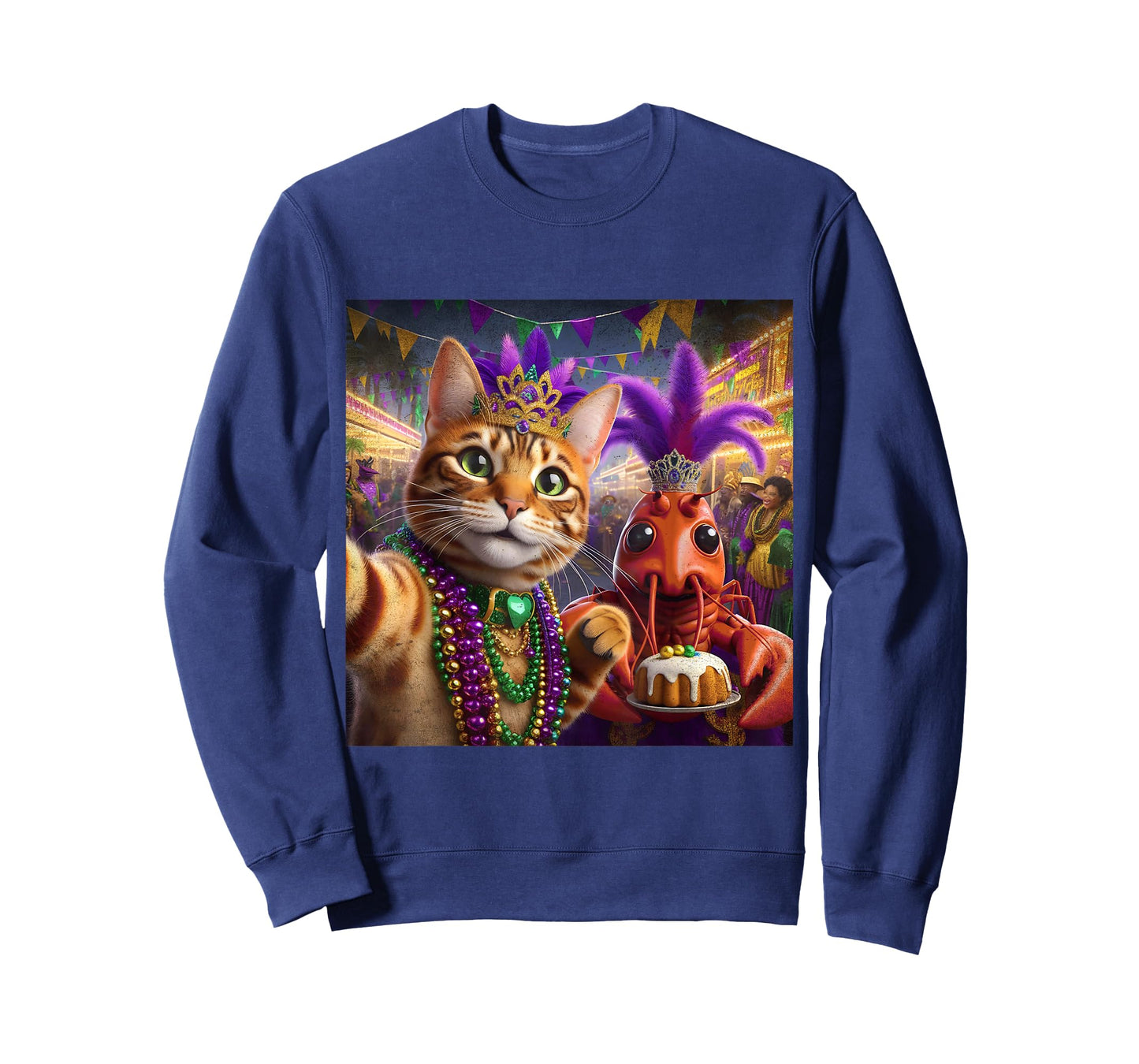 Funny Mardi Gras Crawfish Cat Selfie Quote T-Shirt