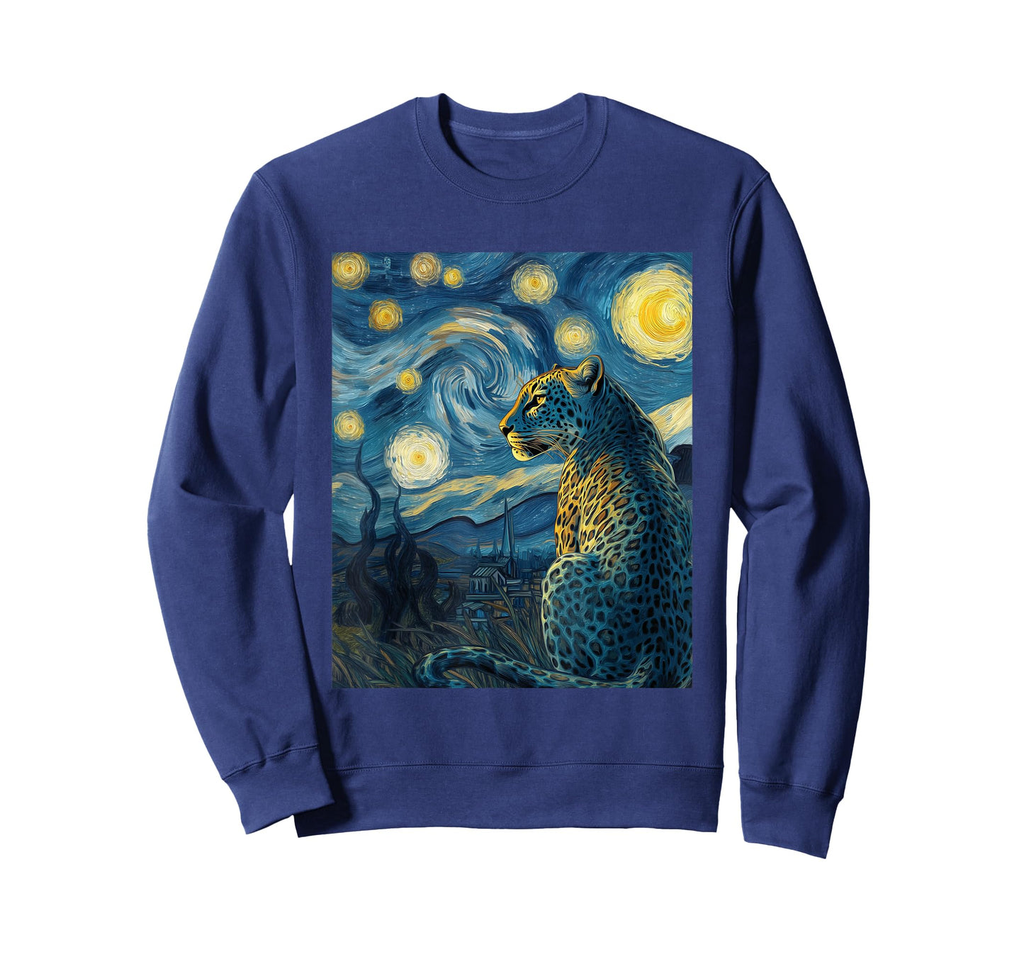 Leopard - Van Gogh Style Starry Night Funny Graphic T-Shirt