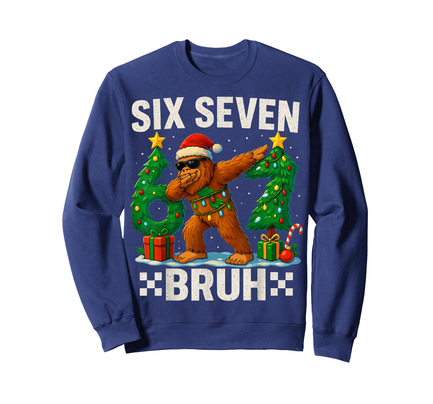 Bruh 67 Six Seven Santa Bigfoot Dabbing Christmas Boys Kids T-Shirt