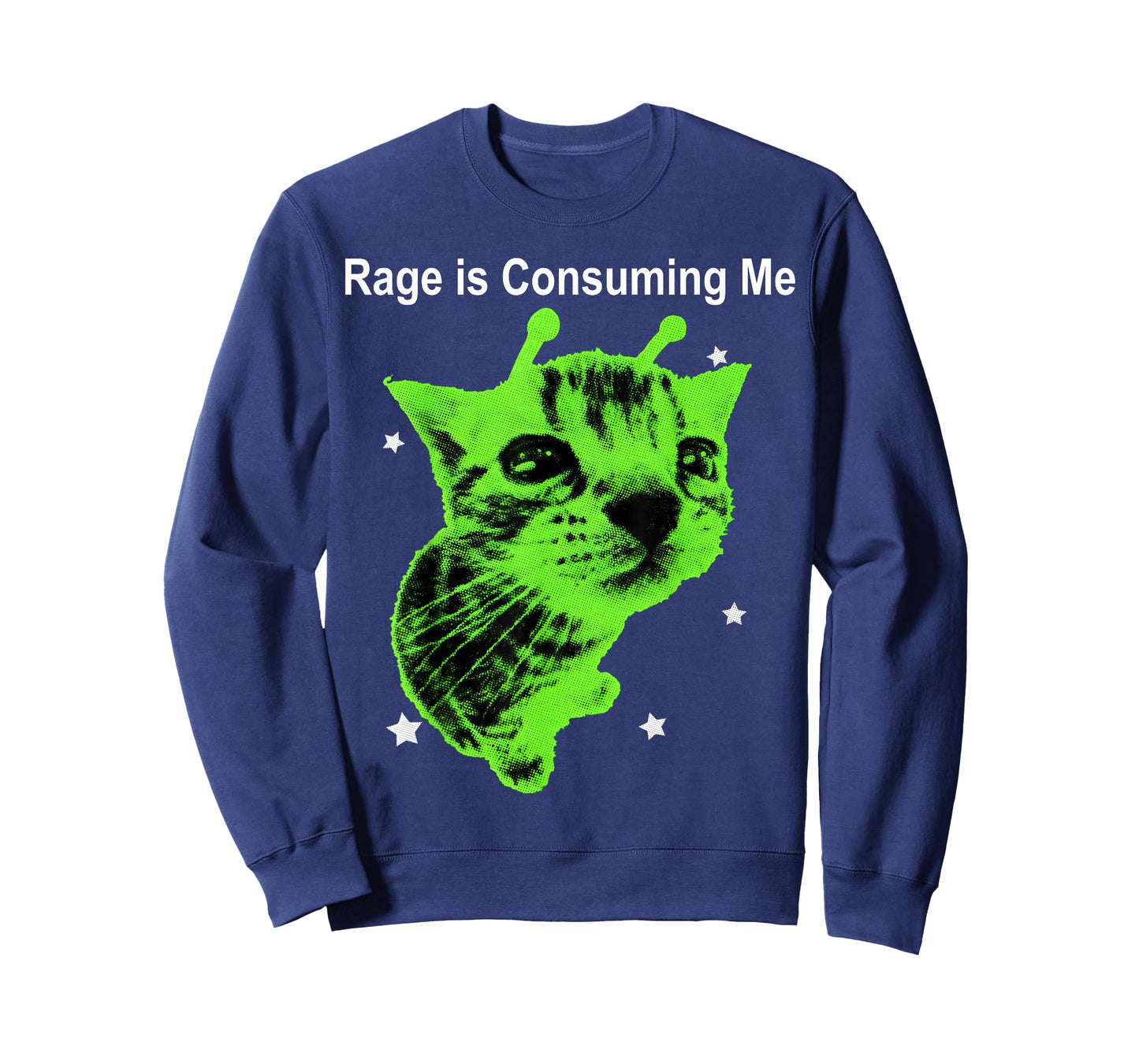 Rage is Consuming Me Alien Cat Silly Staring Cat Meme Funny T-Shirt