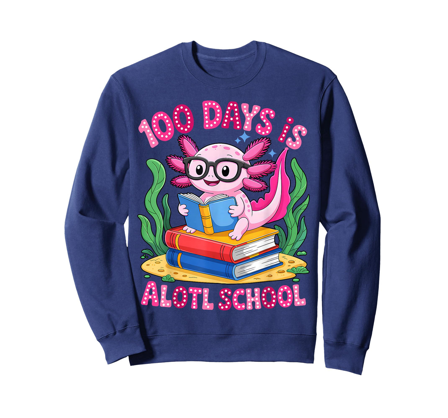 100th Day of School Groovy 100 Days is Alotl School Axolotl T-Shirt