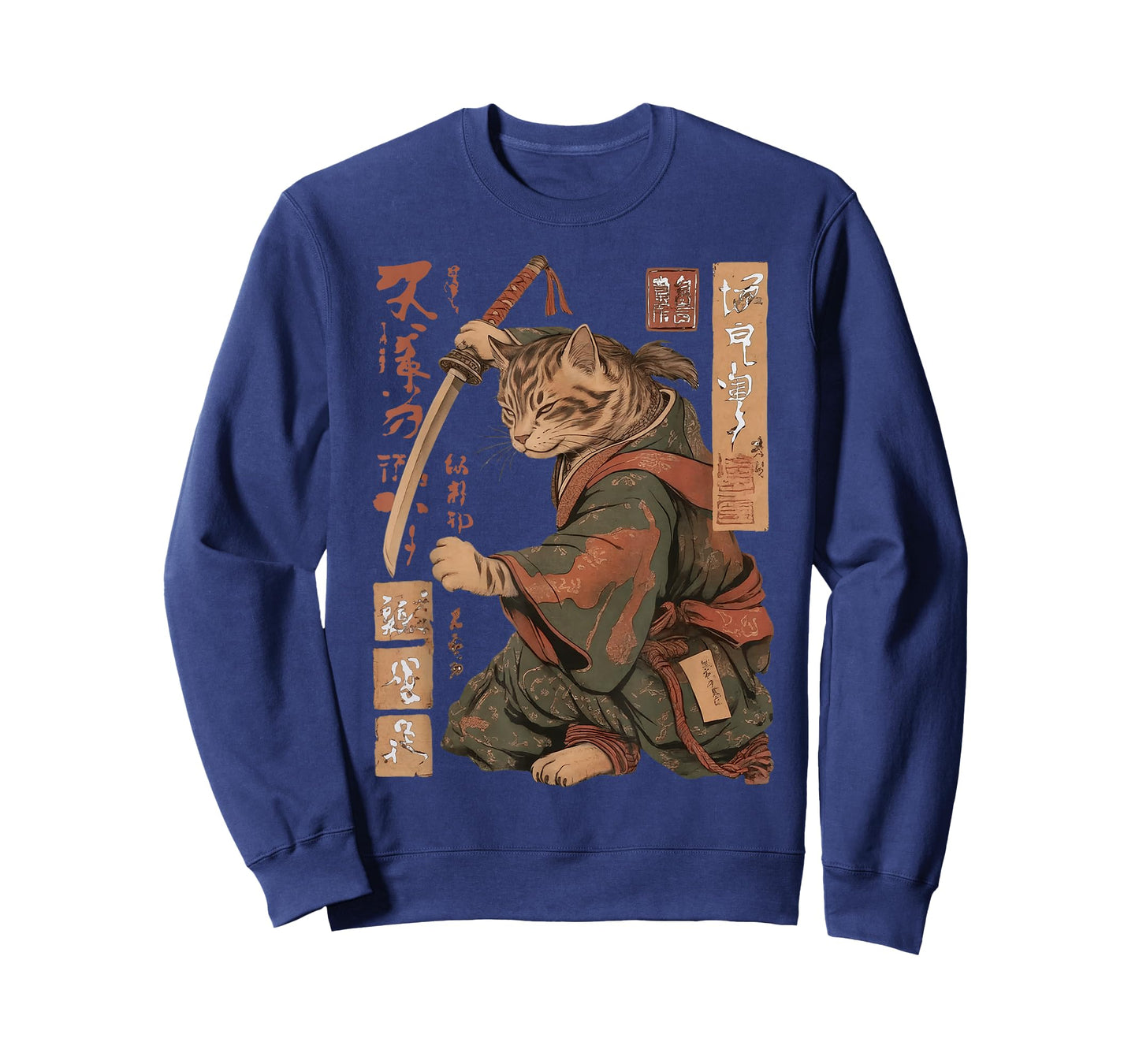 Vintage Anime Cat Japanese Funny Samurai Cat Ukiyo-e Warrior T-Shirt