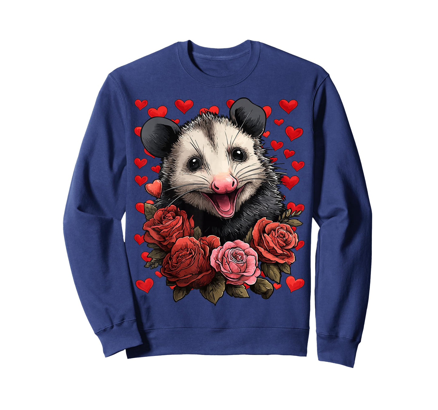 Cute Opossum with Red Roses Hearts Valentine’s Day Possum T-Shirt