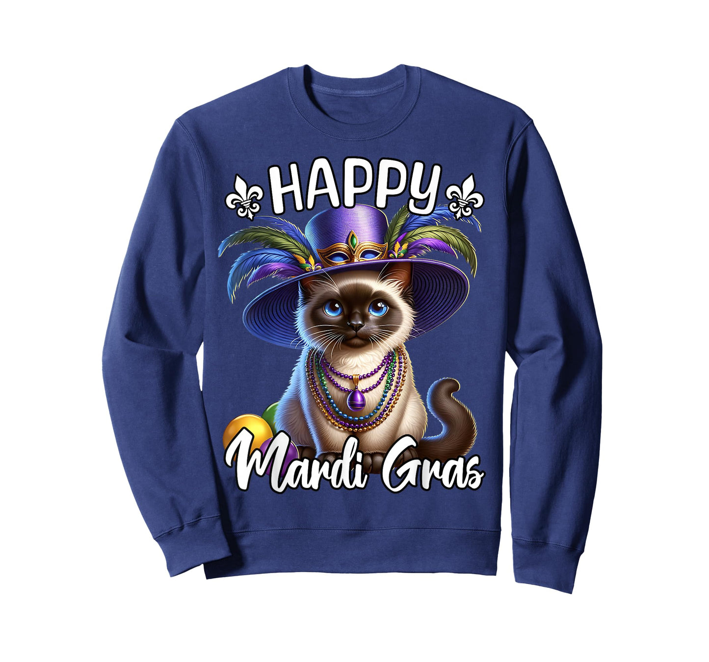 Siamese Cat Happy Mardi Gras Siamese Cat T-Shirt