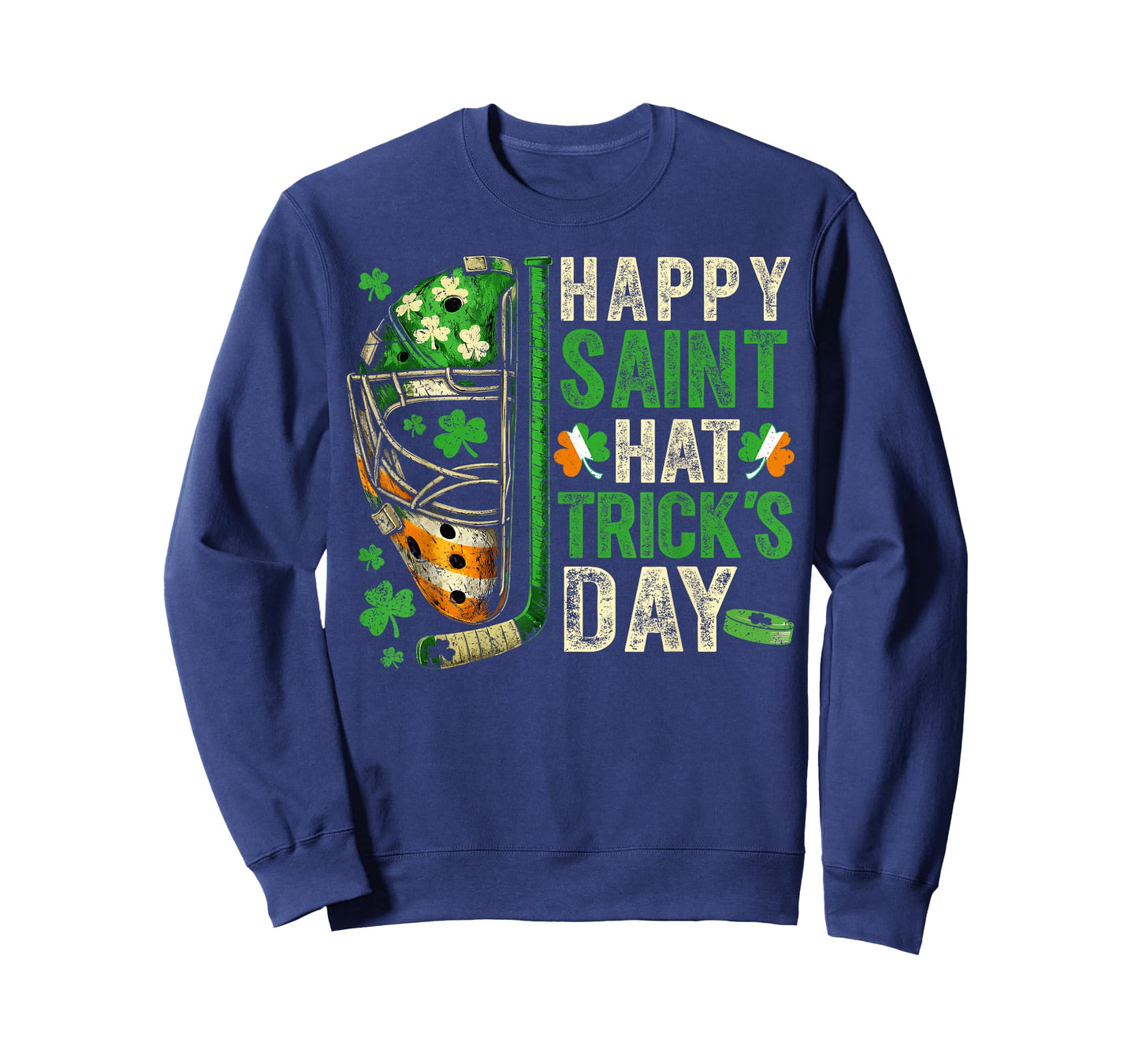 St Patricks Day Happy Saint Hat Trick Ice Hockey Player T-Shirt