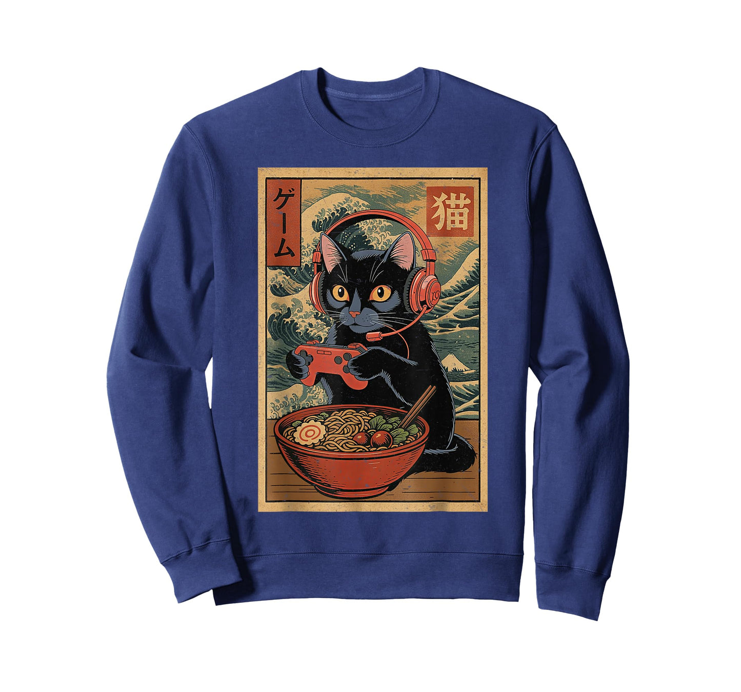 Cute Kawaii Gamer Cat Funny Ramen Retro Japanese Cat Gaming T-Shirt