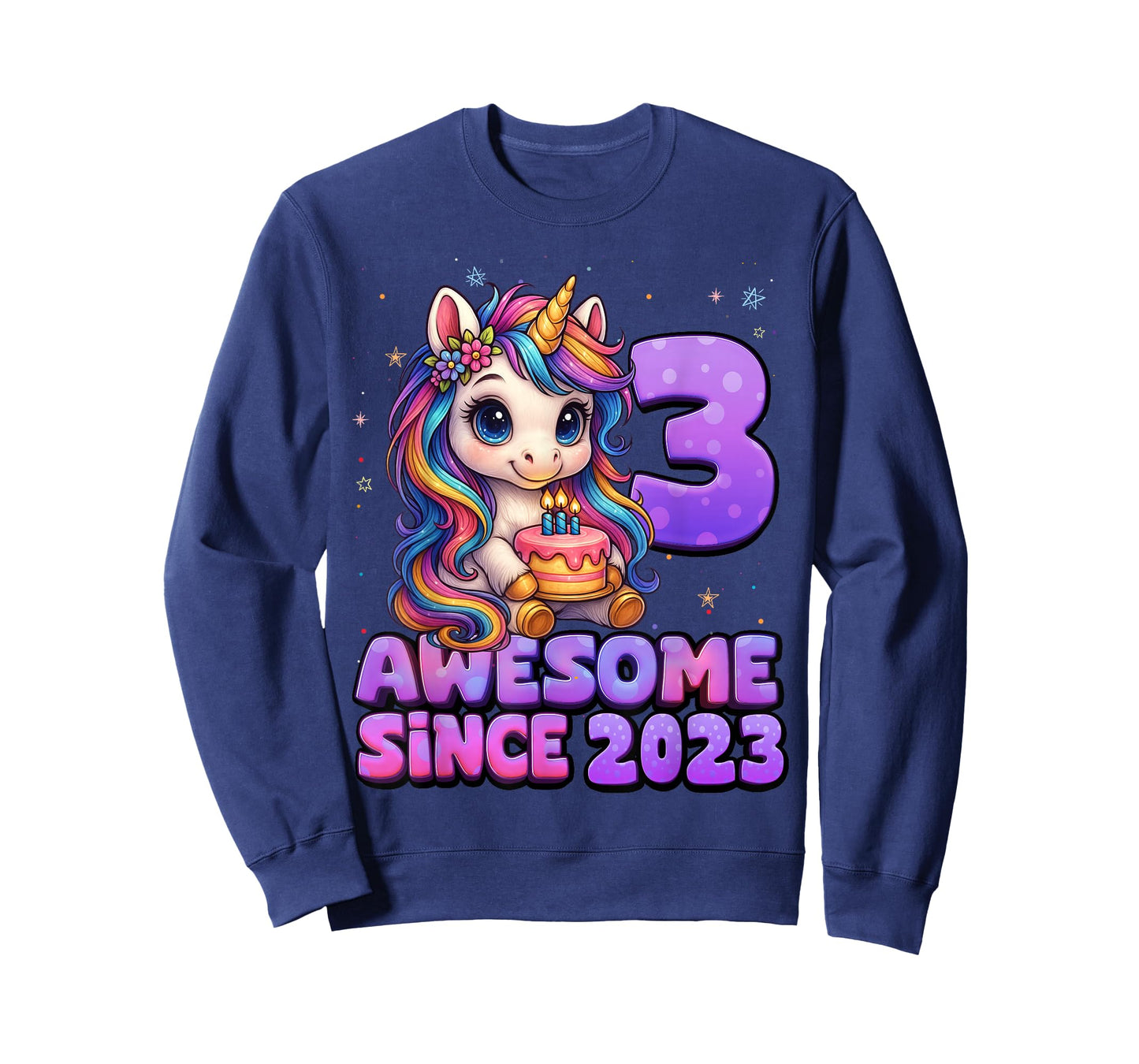 3 Year Old Girl Awesome Since 2023 Unicorn 3rd Birthday Girl T-Shirt