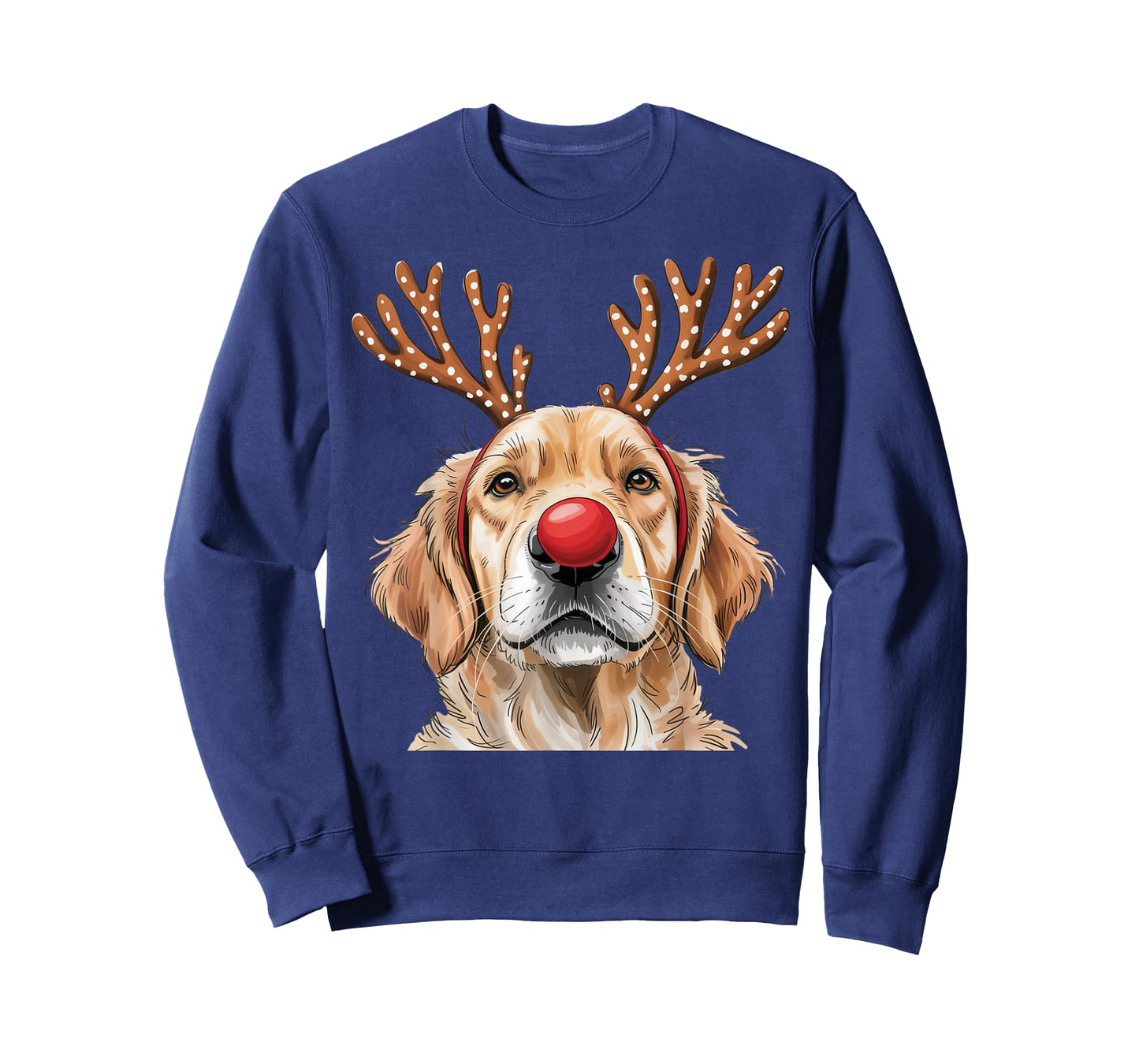 Watercolor Golden Retriever Reindeer Funny Christmas T-Shirt