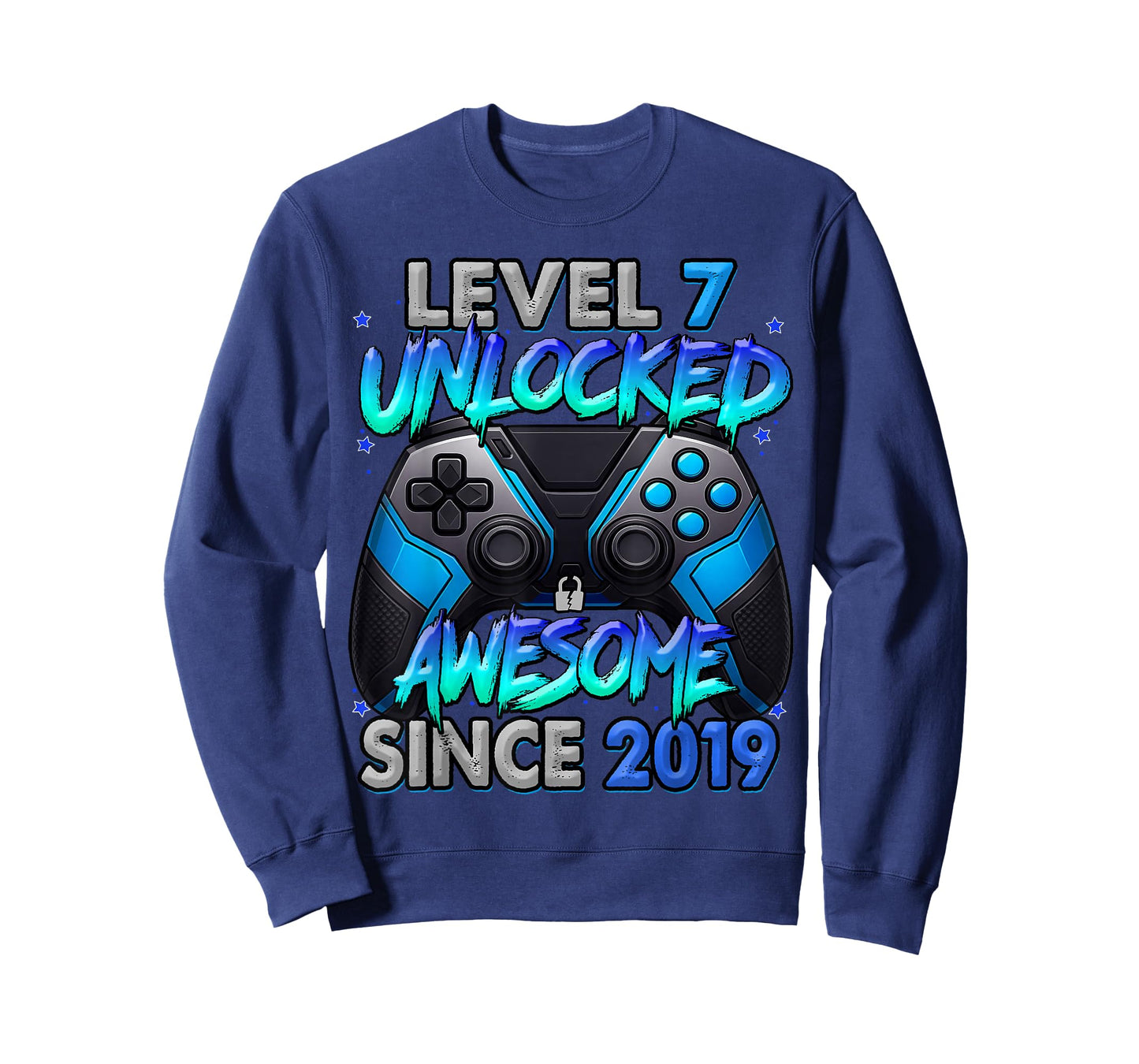 Level 7 Unlocked Awesome Since 2019 7th Birthday Gaming T-Shirt
