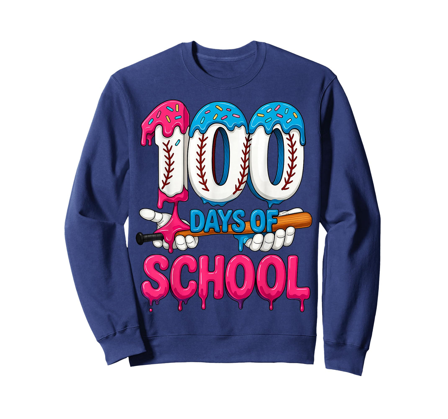 100 Days of School Baseball Ice Cream Teacher Student T-Shirt