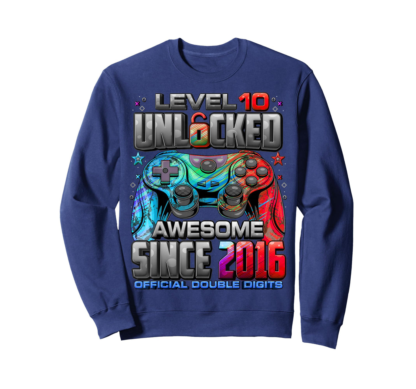Level 10 Unlocked Awesome Since 2016 10th Birthday Gaming T-Shirt