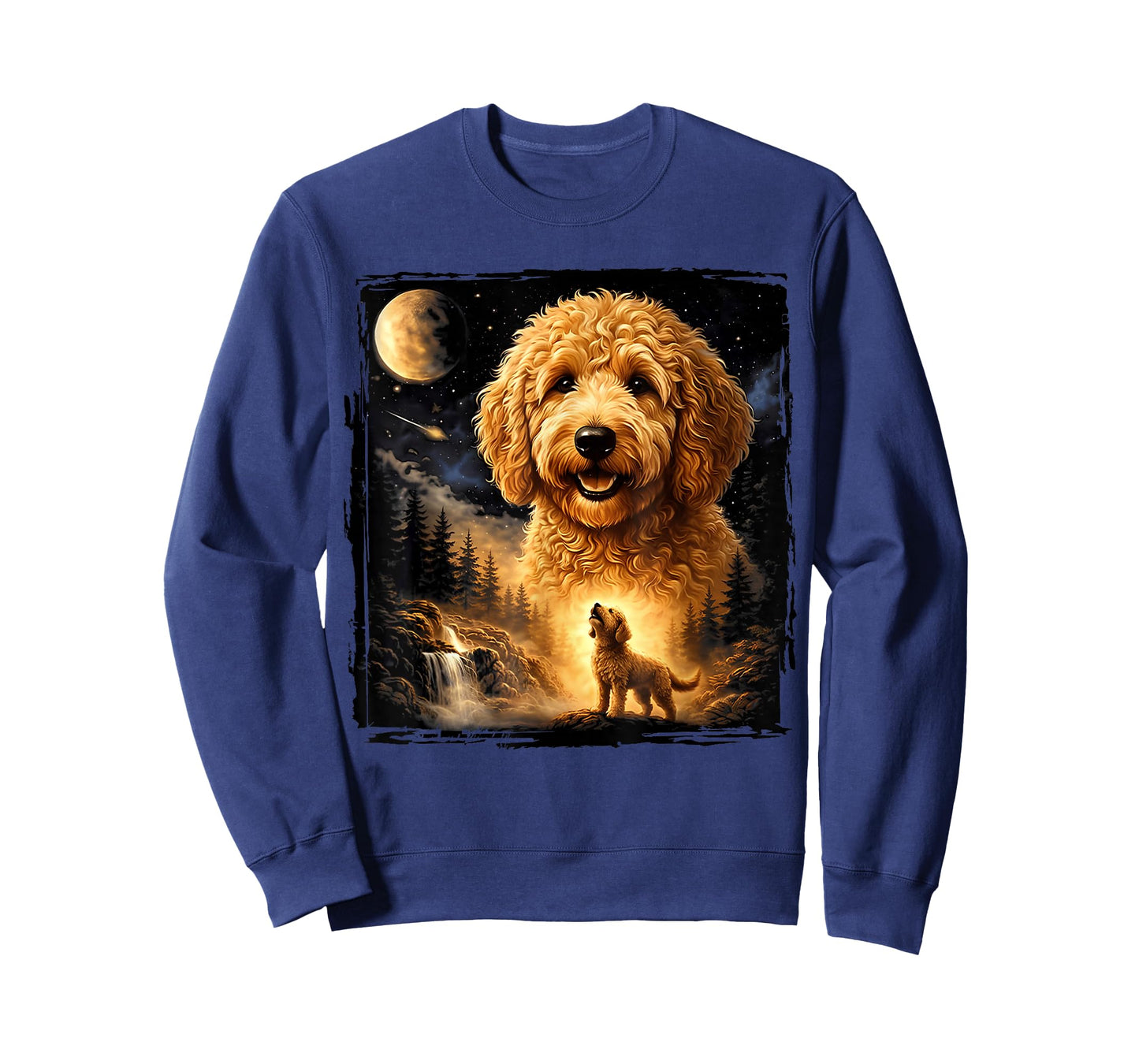 Vintage 90s Goldendoodle Howling at The Moon Goldendoodle T-Shirt