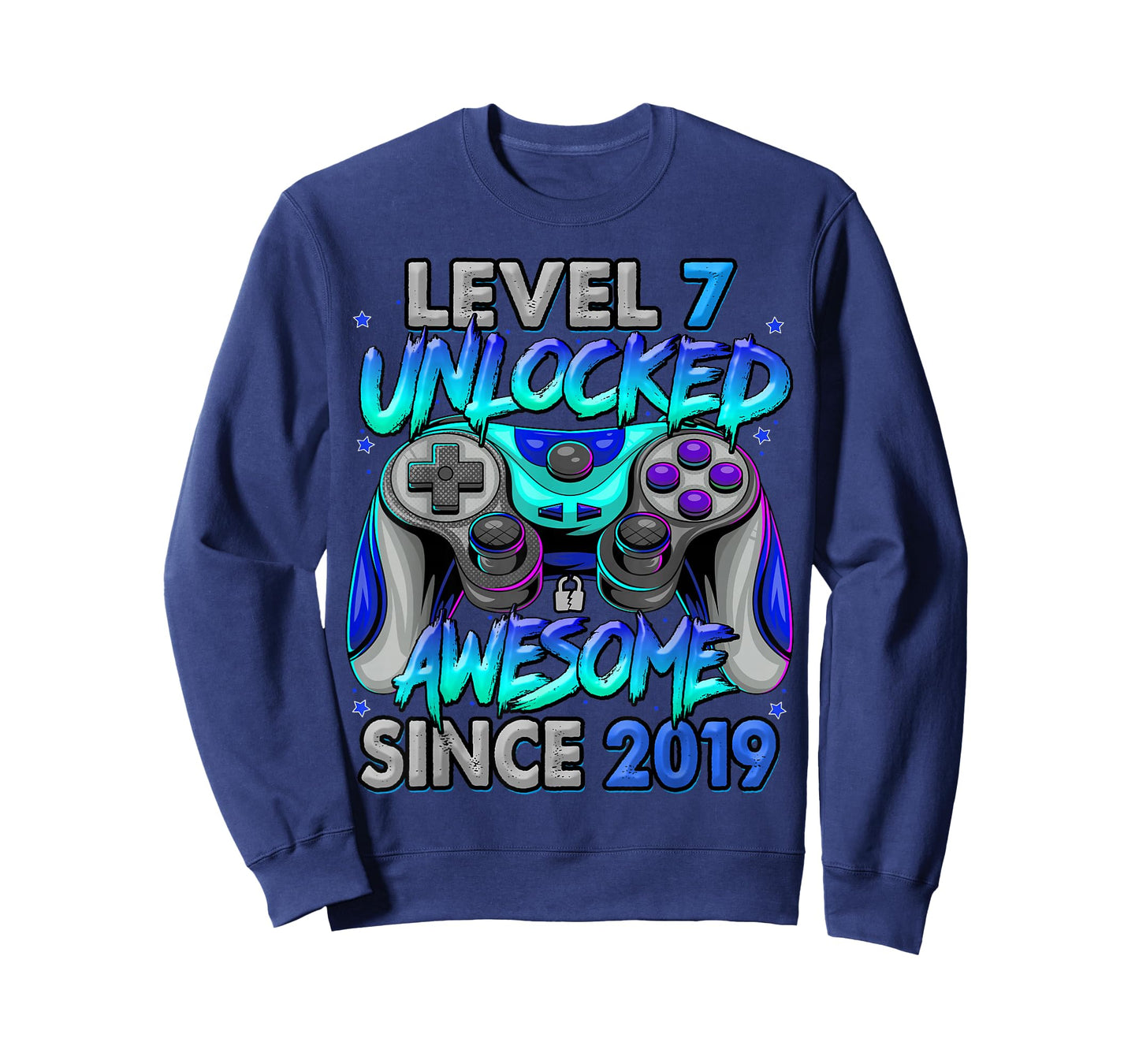 Level 7 Unlocked Awesome Since 2019 7th Birthday Gaming T-Shirt