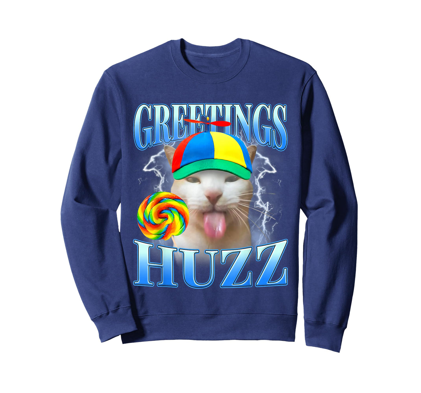 Lollipop Silly Cat Meme Greetings Huzz Funny Gen Z Humor T-Shirt
