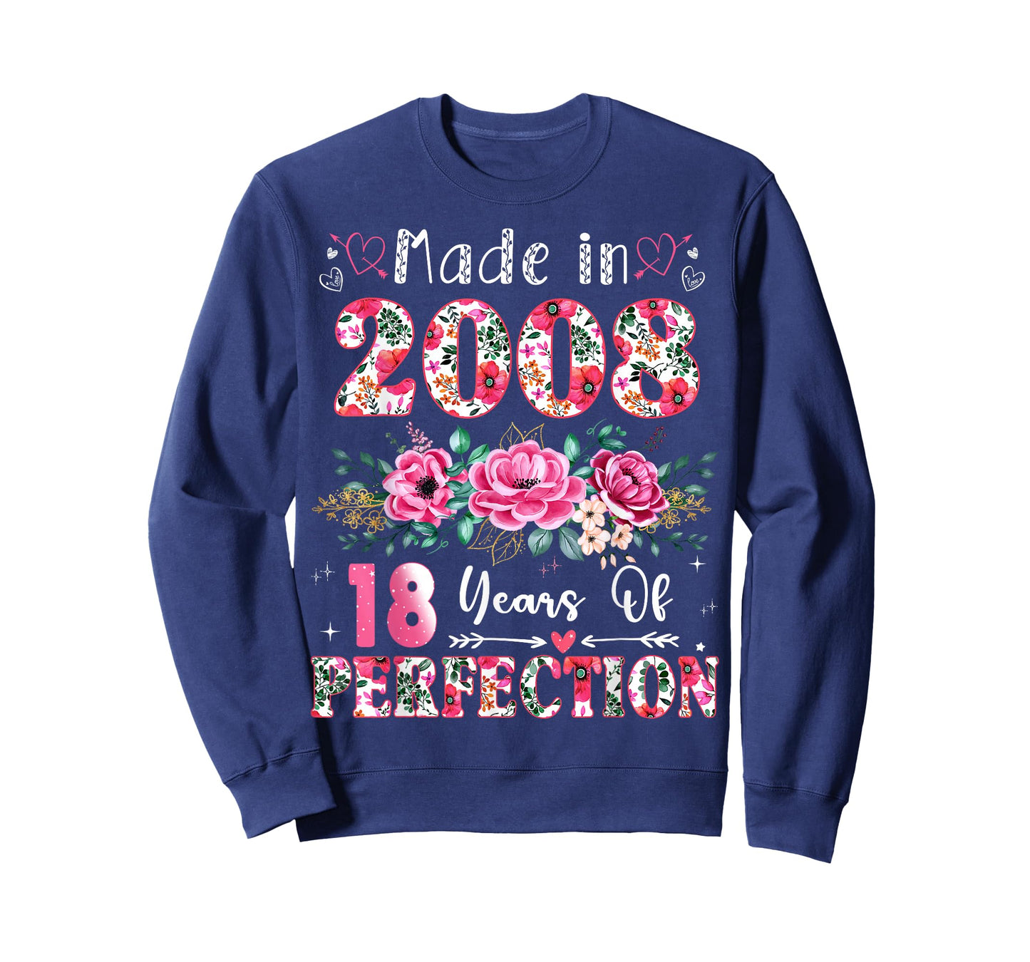 18 Year Old Made in 2008 Floral 18th Birthday Women T-Shirt