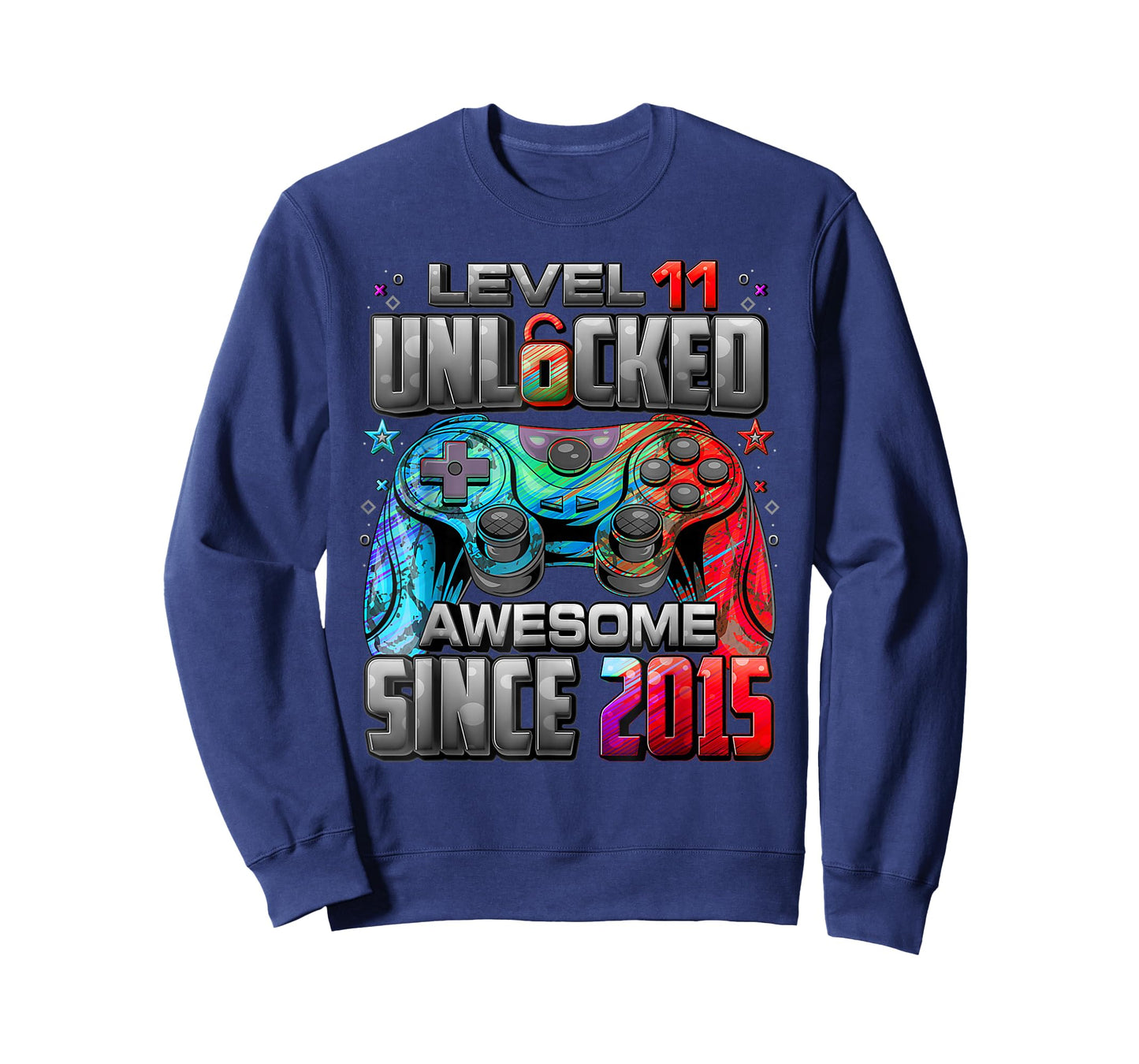 Level 11 Unlocked Awesome Since 2015 11th Birthday Boy Gamer T-Shirt