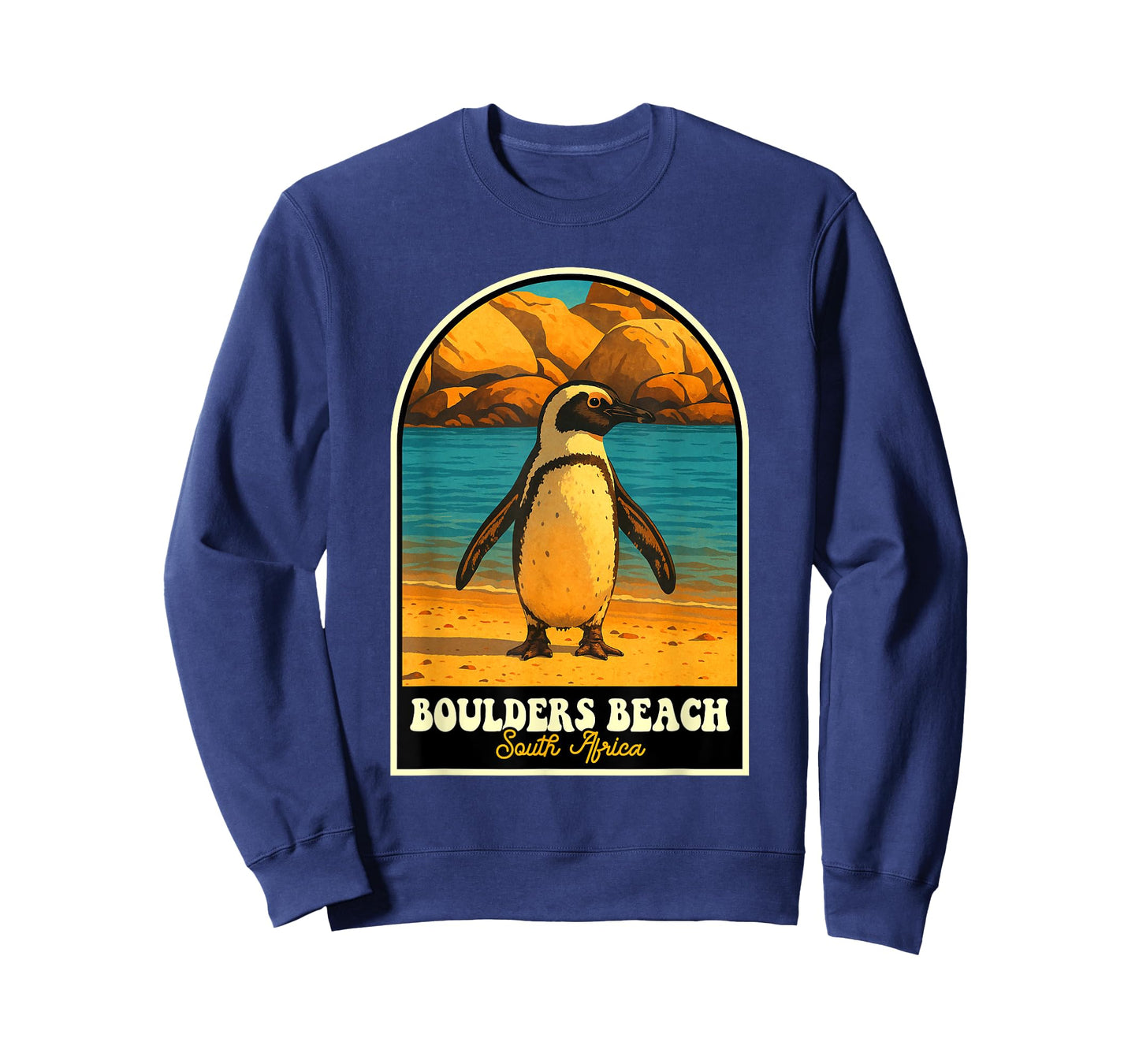Boulders Beach South Africa Vintage Penguin Travel Art T-Shirt