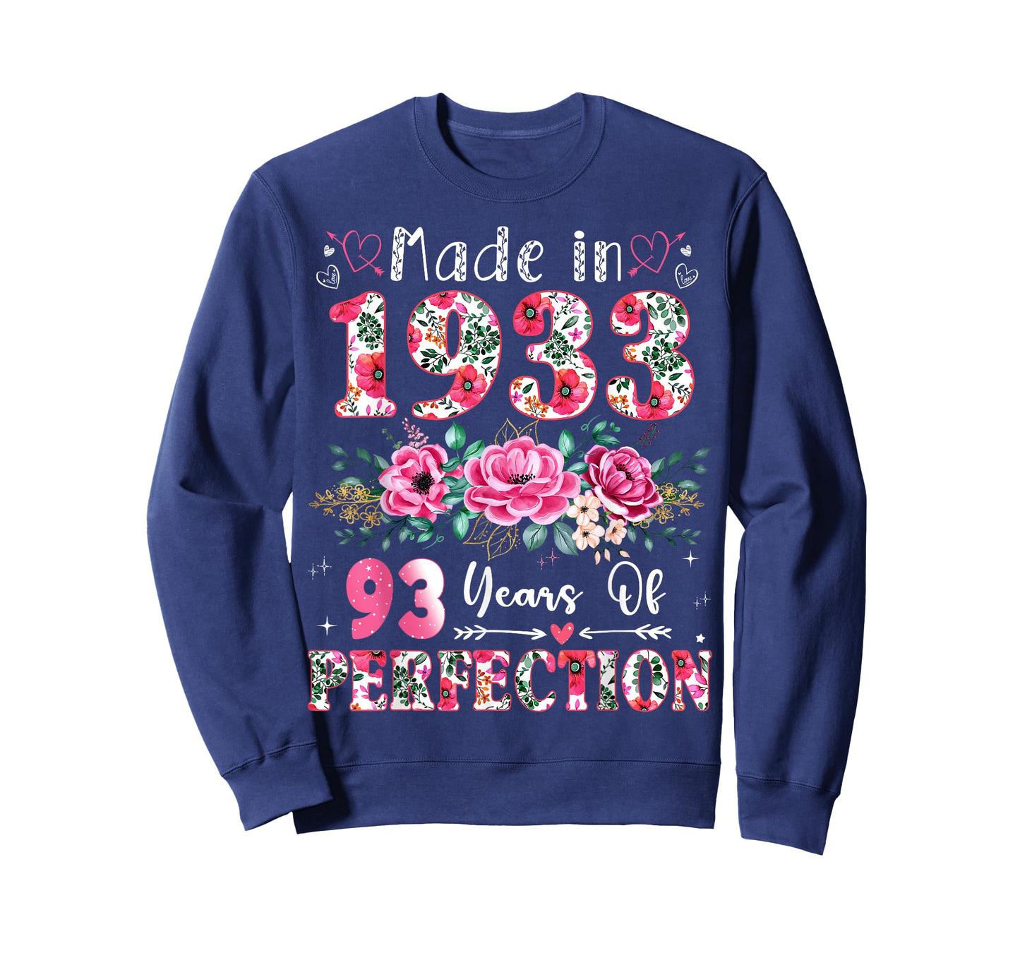 93 Year Old Made in 1933 Floral 93th Birthday Women T-Shirt