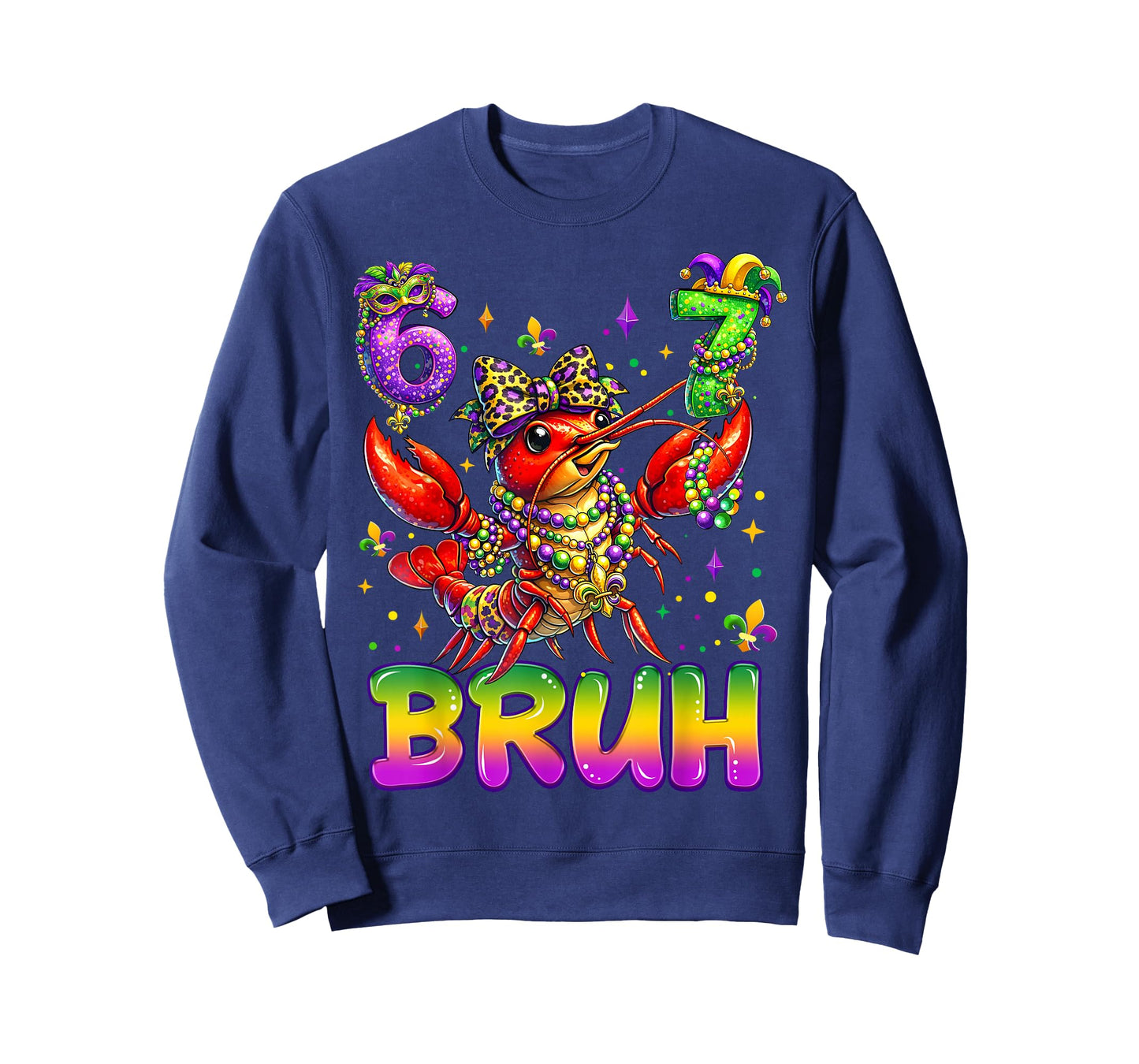 Bruh 67 Mardi Gras Crawfish Beads Six Seven Carnival 6 7 Kid T-Shirt