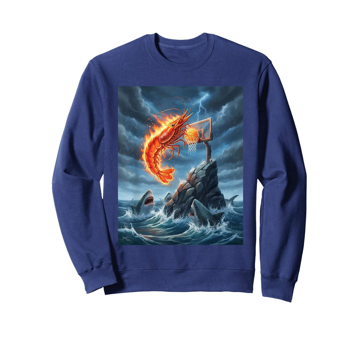 Shrimp Dunking on Shark Funny Fishing Meme Basketball Shrim T-Shirt