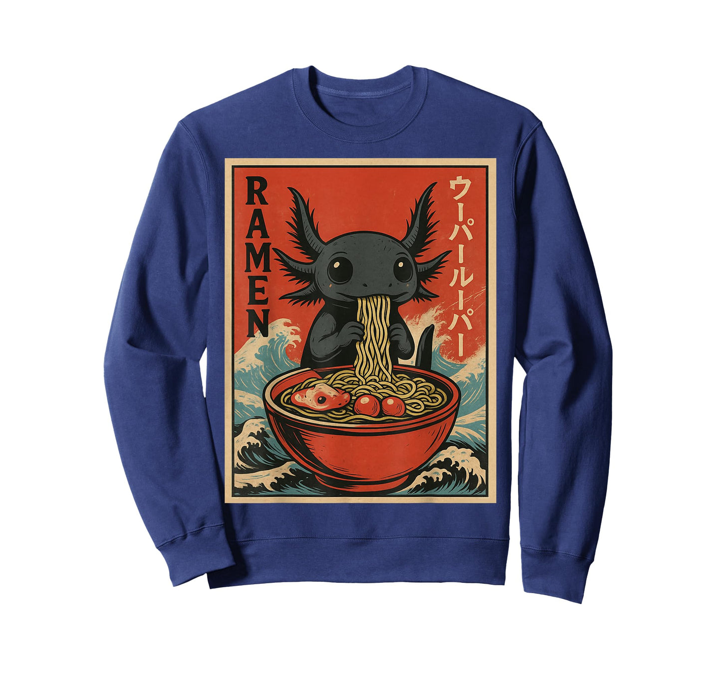 Japanese Anime Axolotls Ramen – Black Axolotl Eating Ramen T-Shirt
