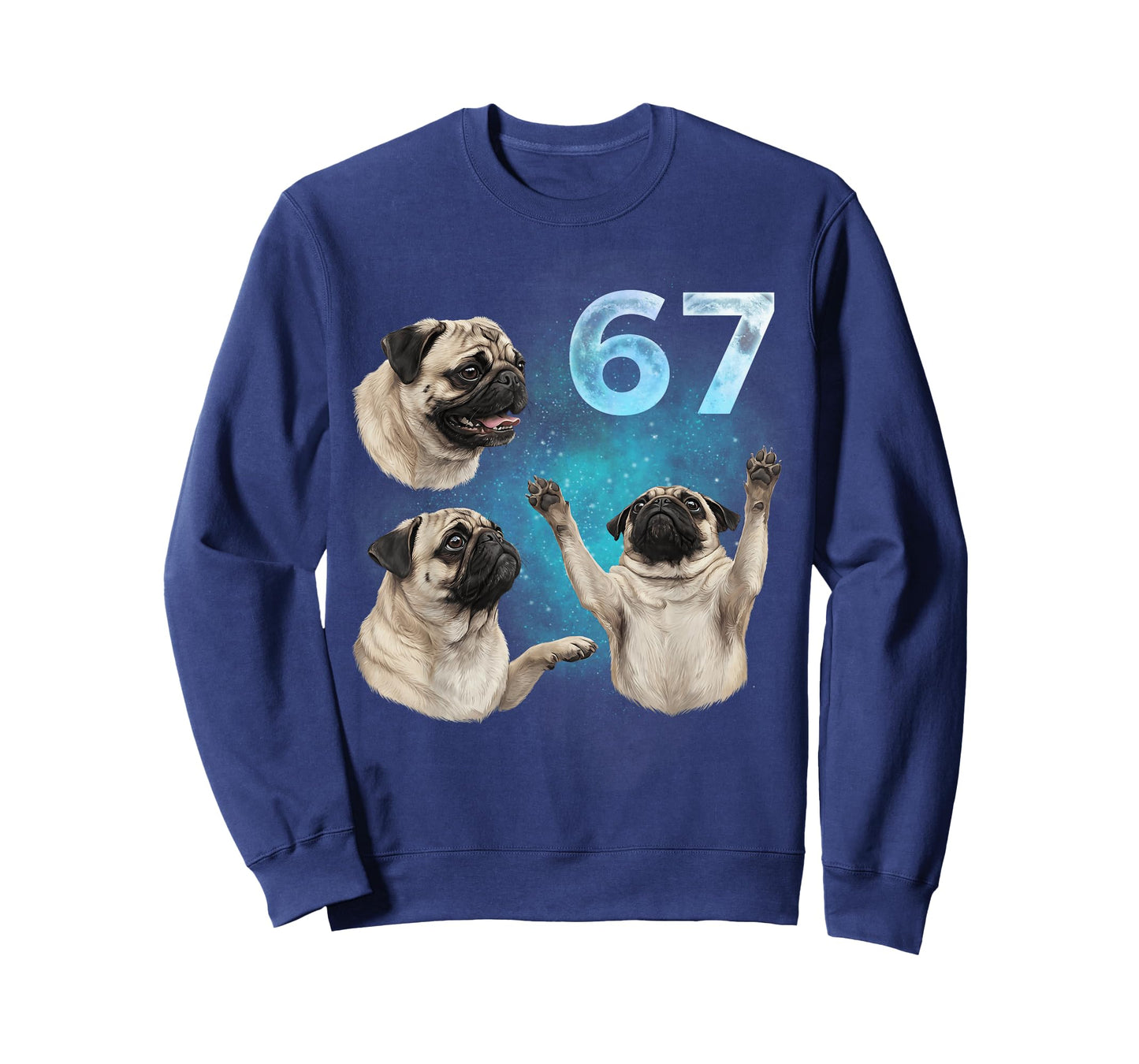67 Meme Pug Howling at The Moon Six Seven T-Shirt