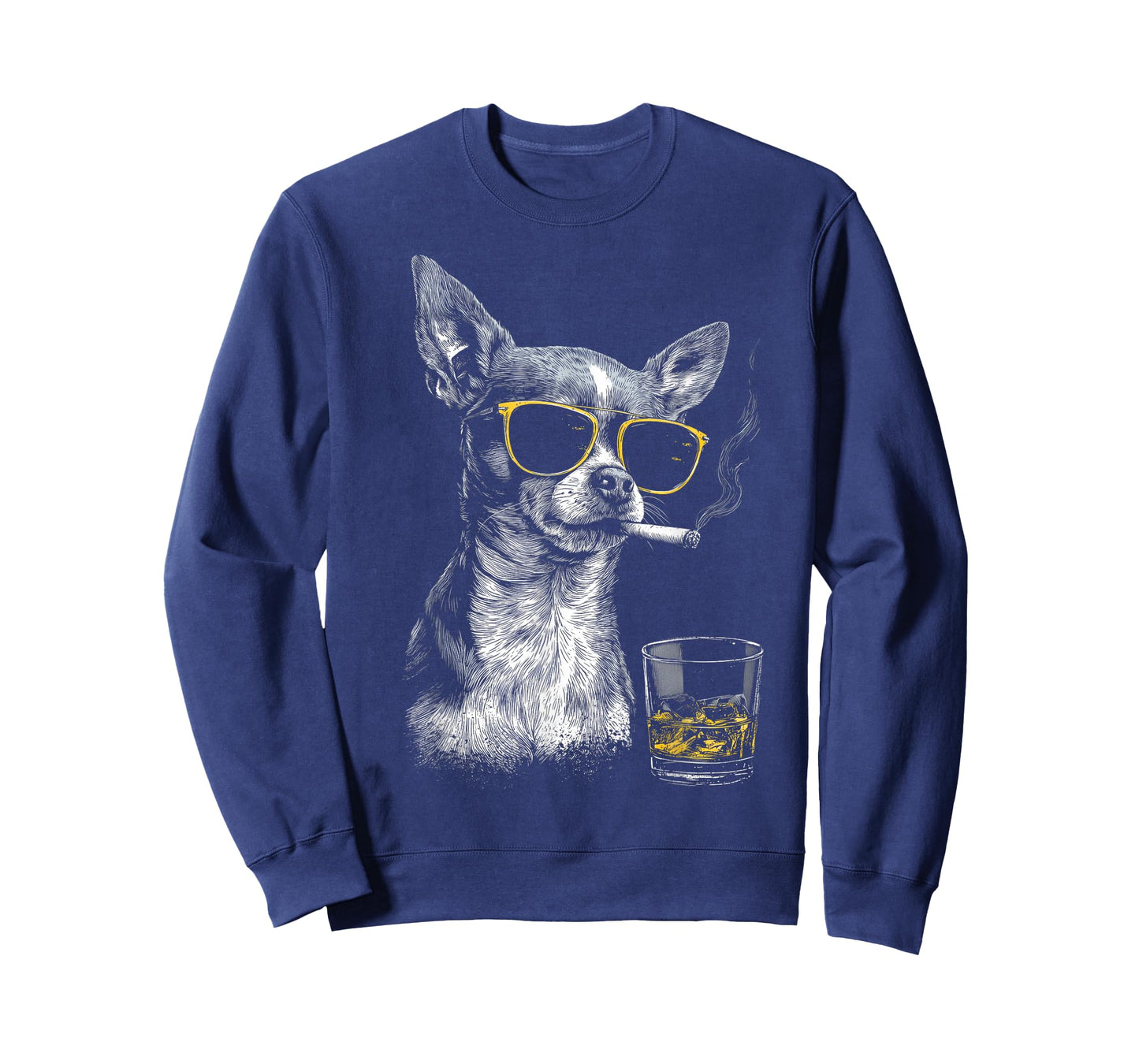 Chihuahua Smoking Cigarette Whisky Lover Funny Dog T-Shirt