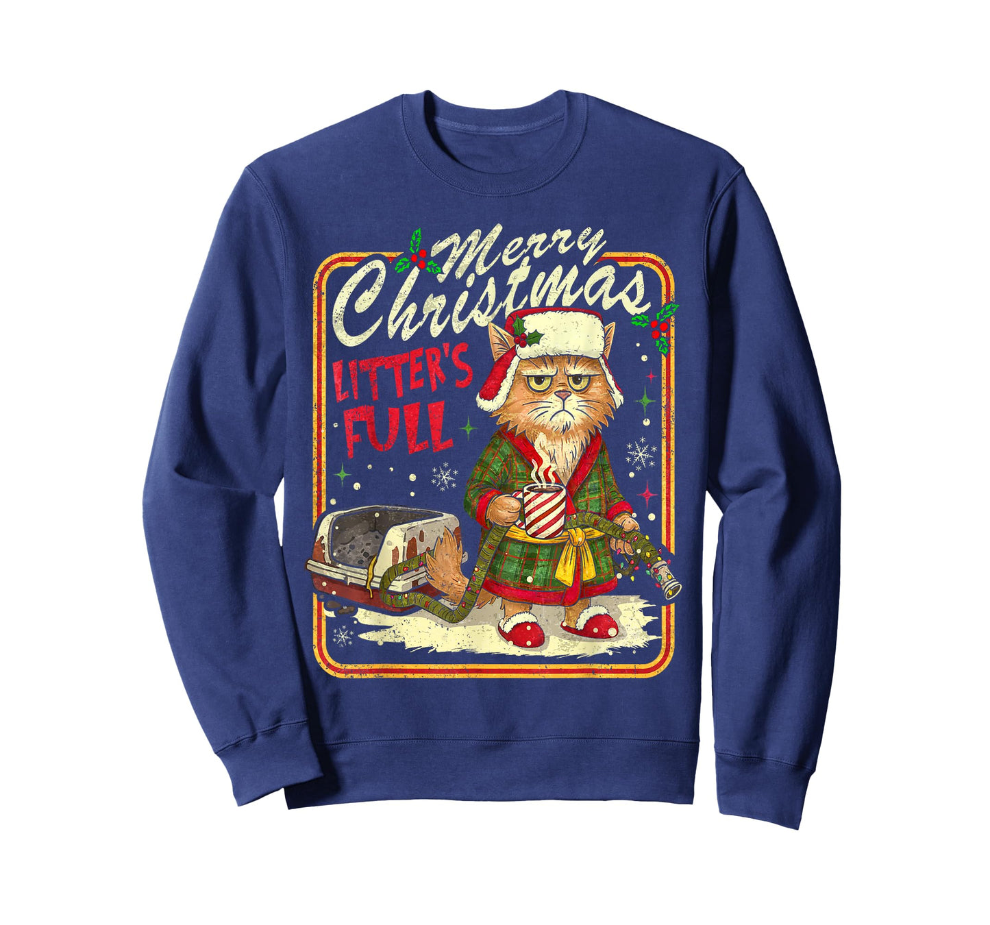 Merry Christmas Litter’s Full Funny Cat Holiday Tee T-Shirt