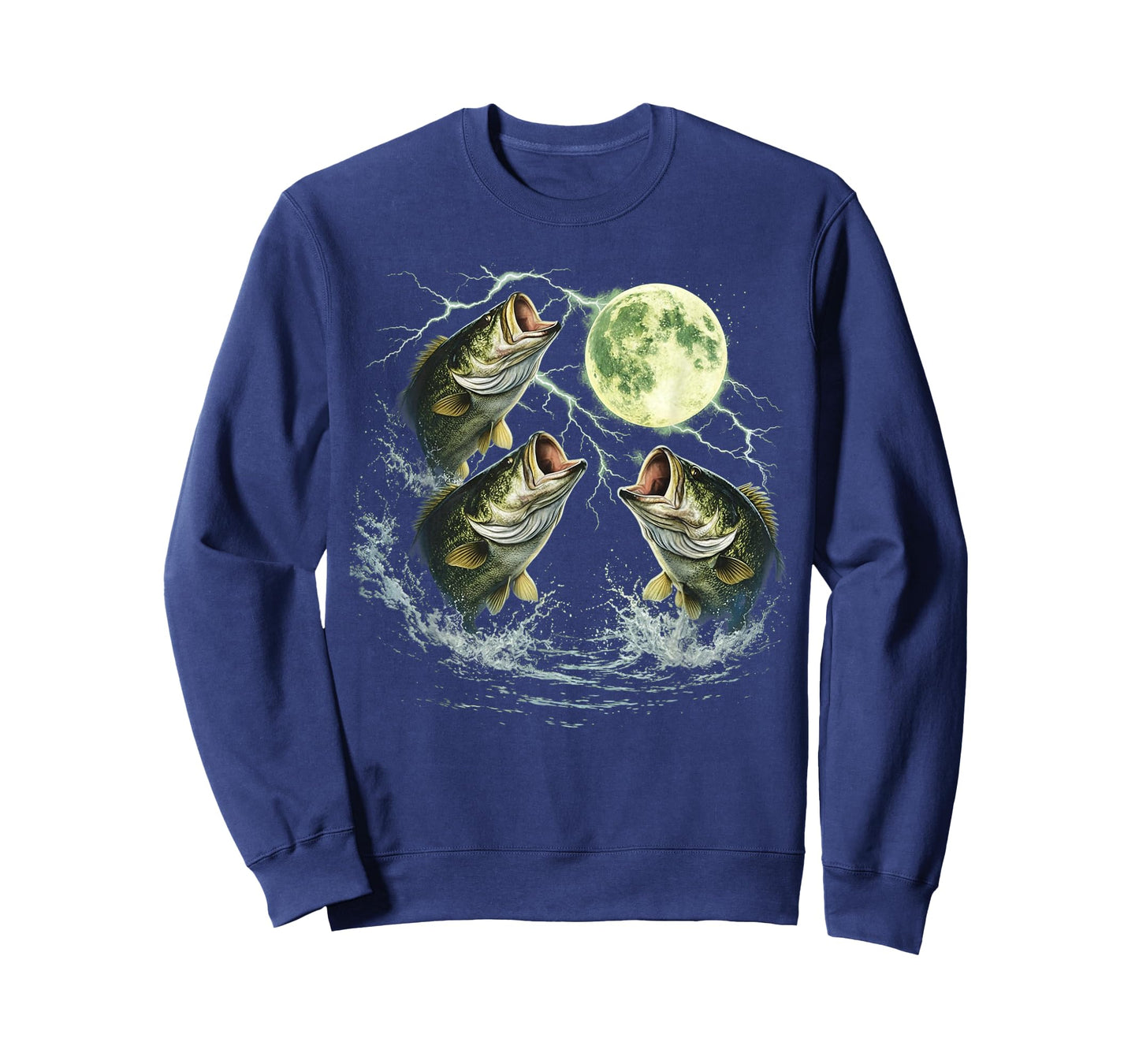 Bass Fish Howling to The Moon Vintage Angler Fisherman T-Shirt