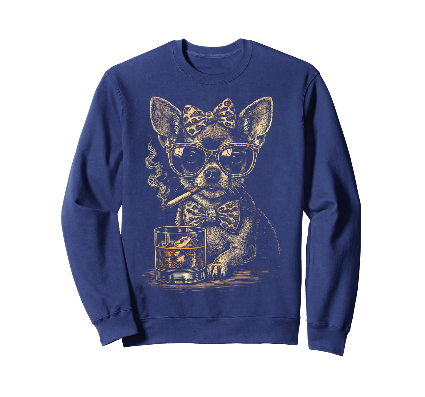 Chihuahua Smoking Cigarette Whisky Lover Funny Chihuahua Dog T-Shirt