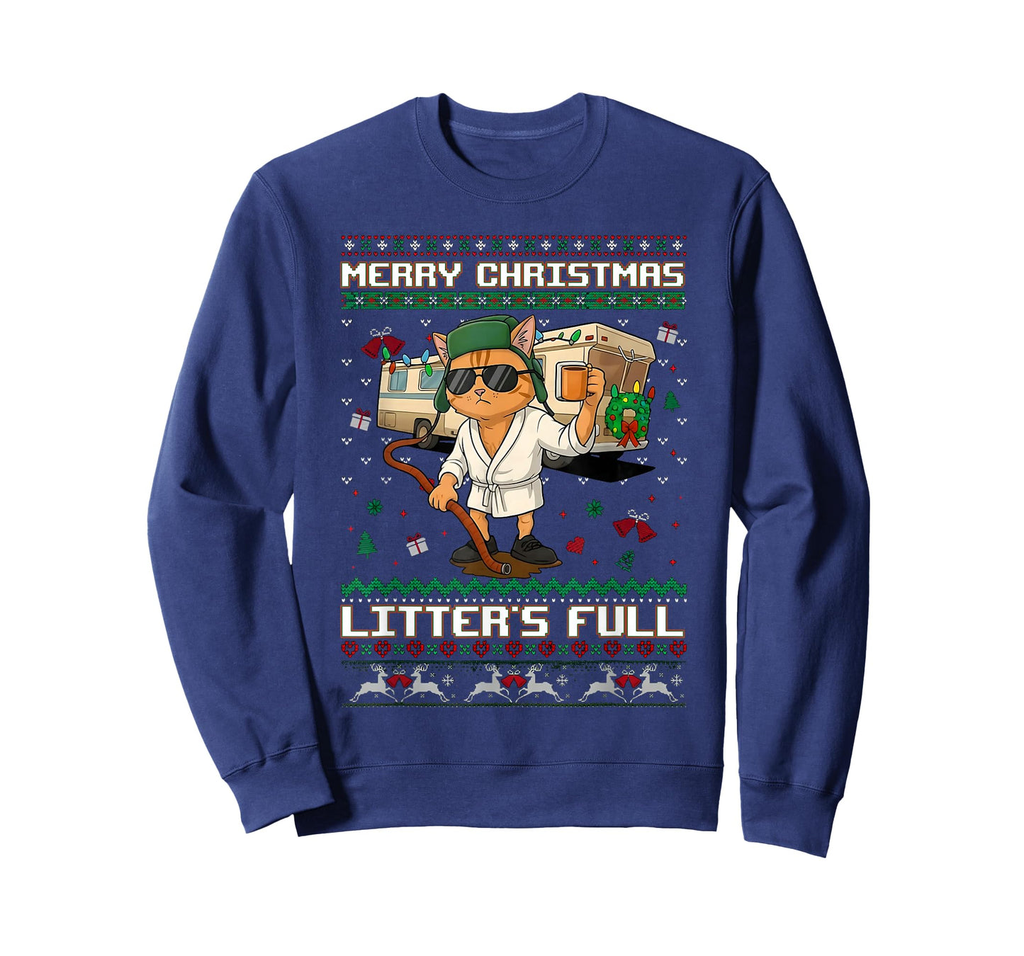 Merry Christmas Litter's Full Funny Cat Ugly Xmas T-Shirt