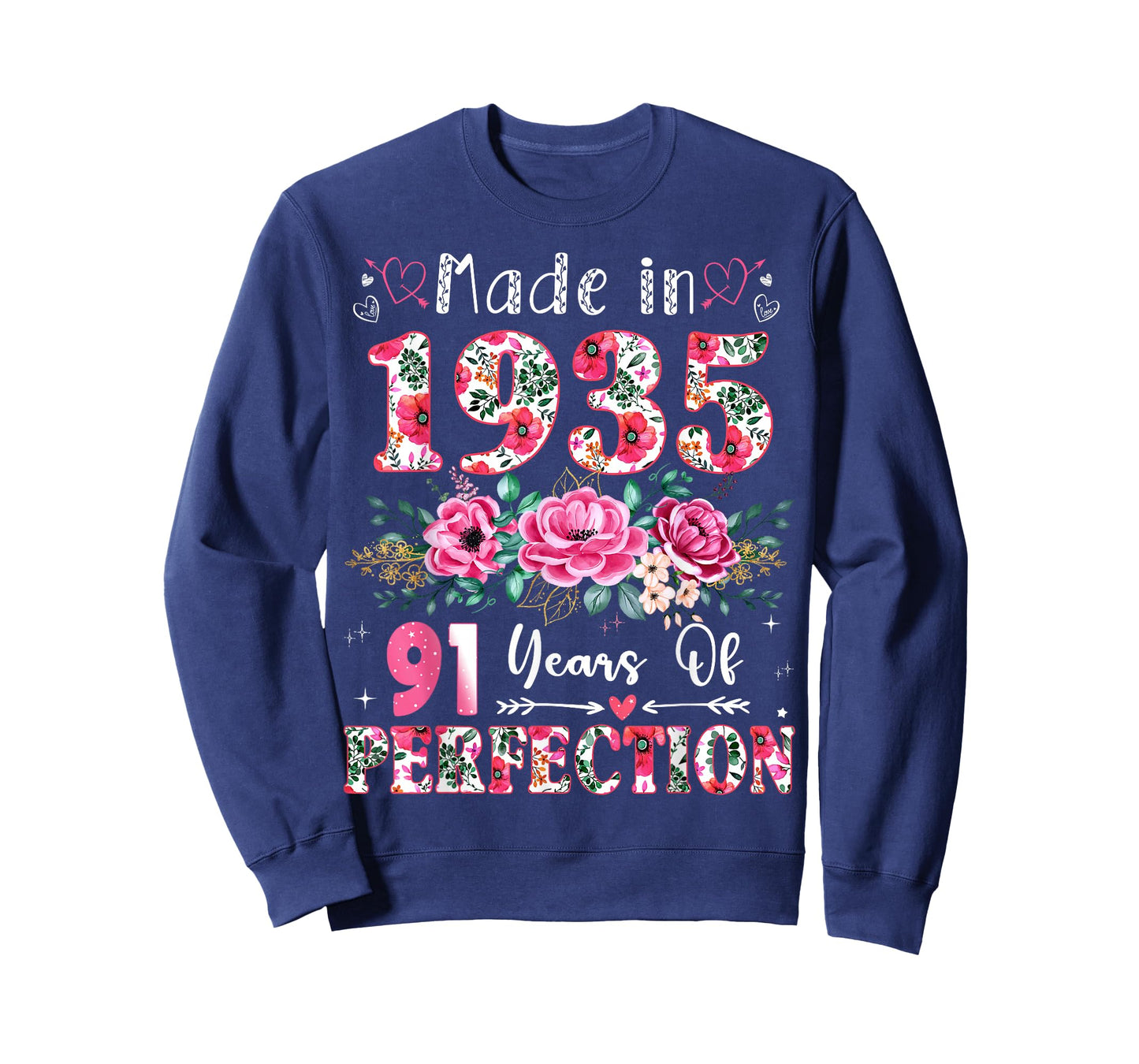 91 Year Old Made in 1935 Floral 91th Birthday Women T-Shirt