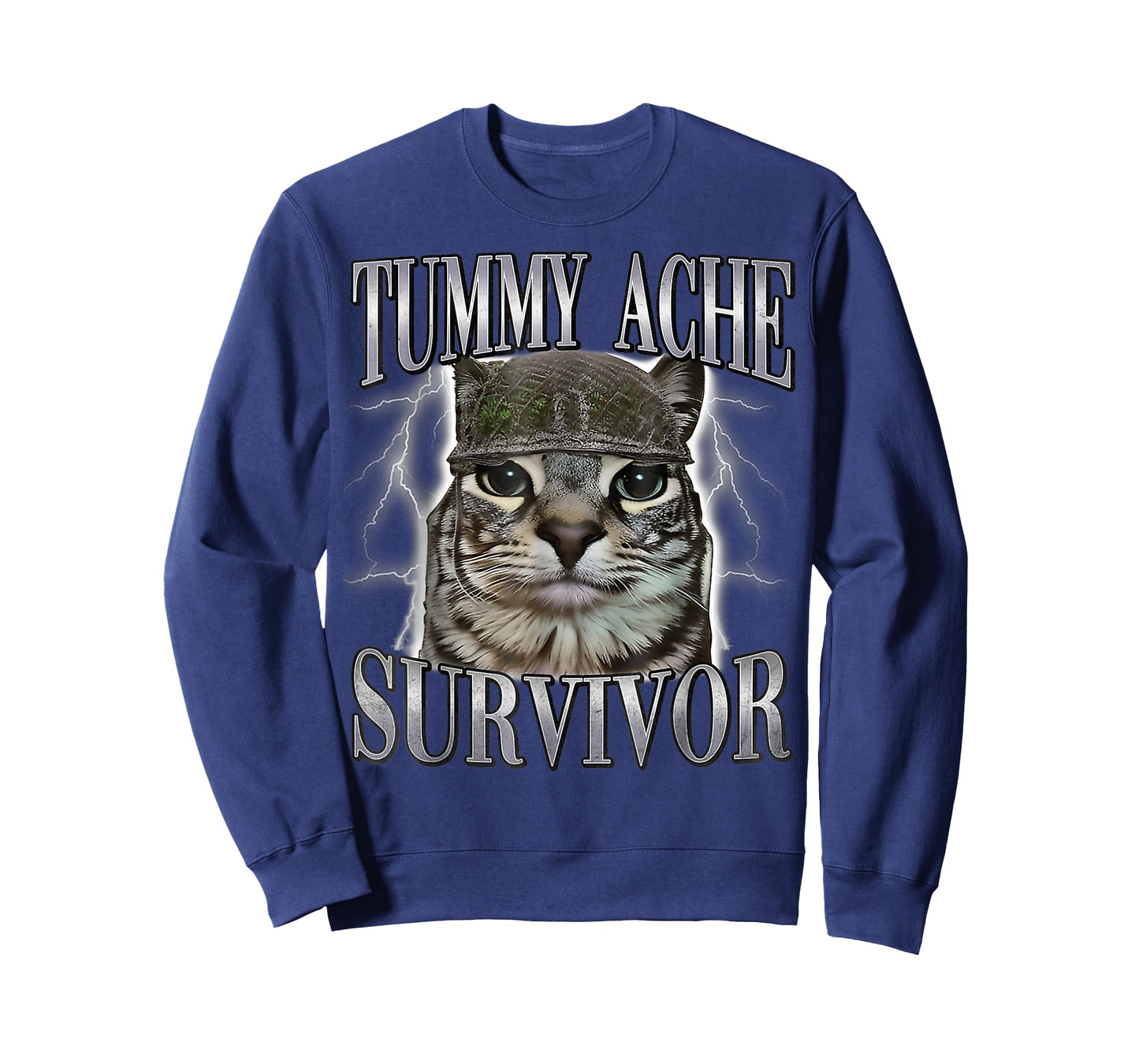 Tummy Ache Survivor Cat Meme Funny Saying Cats Animals Quote T-Shirt