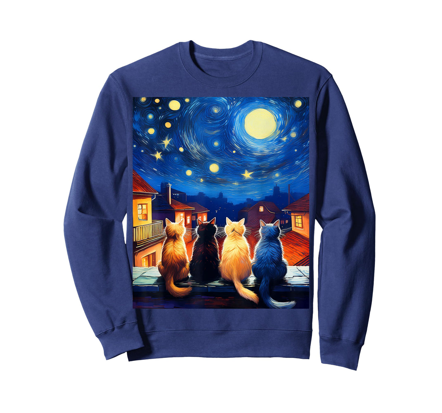 Cute Cats Night Art Parody Pet Lover T-Shirt
